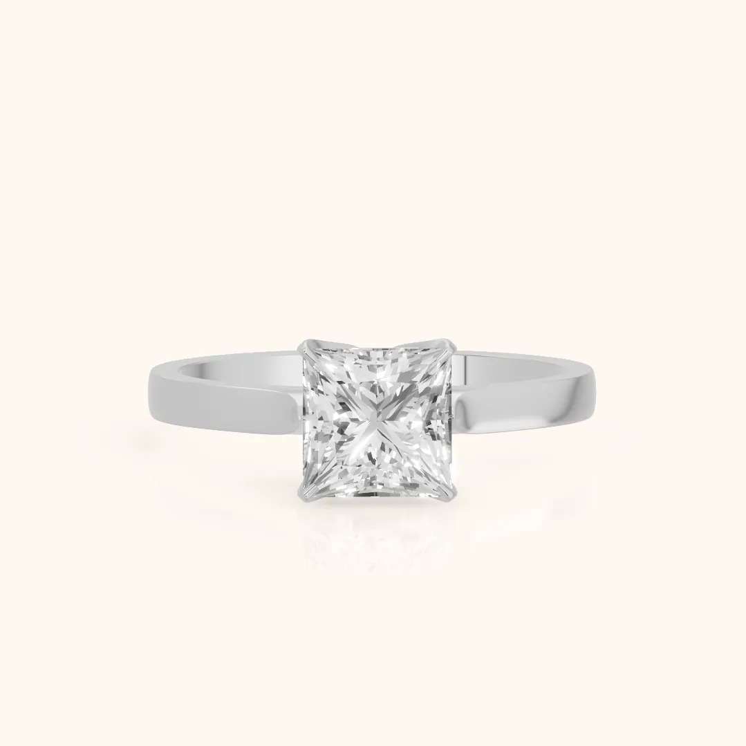 Isabella Bloom Solitaire Princess Diamond Engagement Ring in White Gold