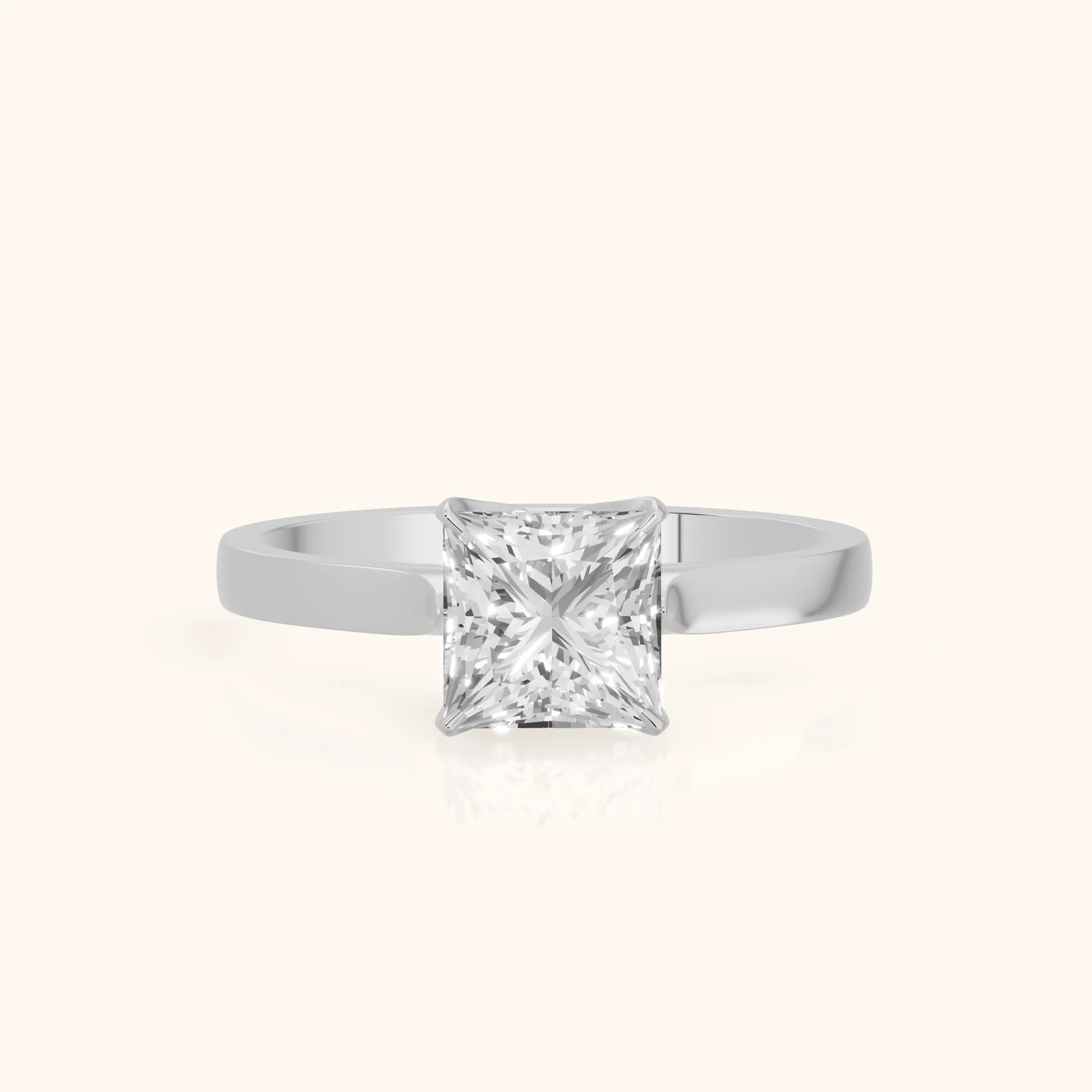 Bague de fiançailles Isabella Bloom Solitaire Princesse en diamant et or blanc — view 1