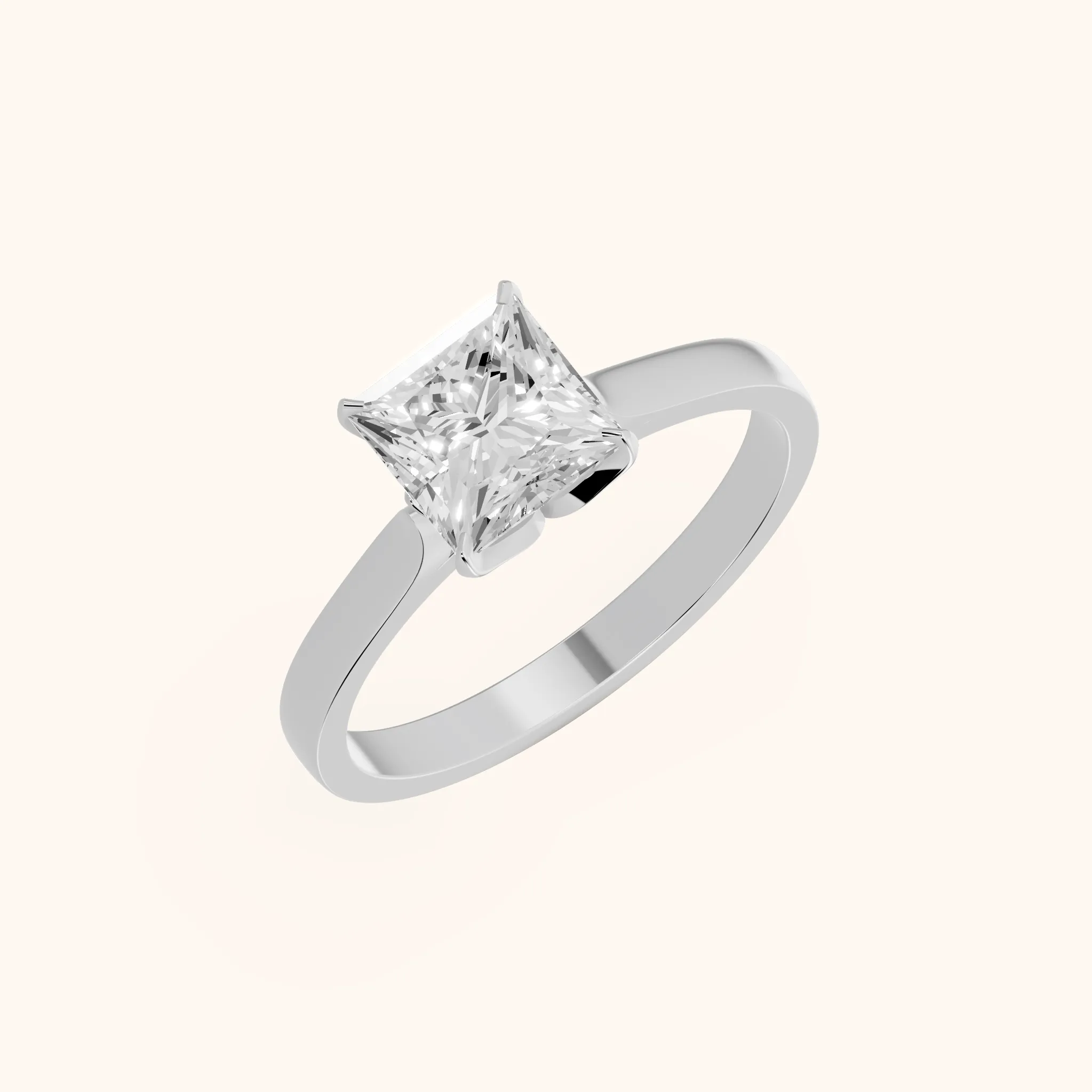 Isabella Bloom Solitaire Princess Diamond Engagement Ring in White Gold