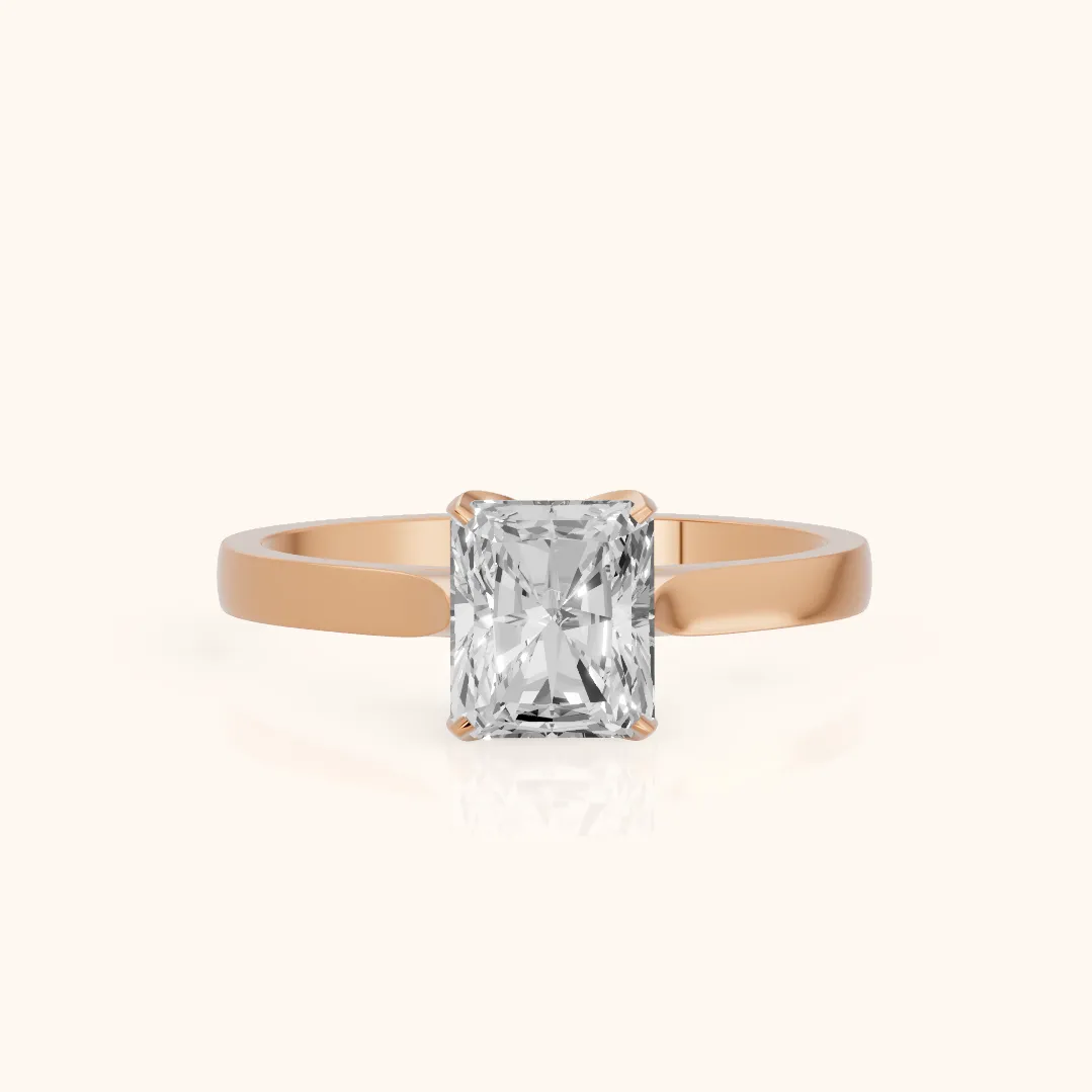 Bague de fiançailles en or rose avec diamant radiant Isabella Bloom Solitaire