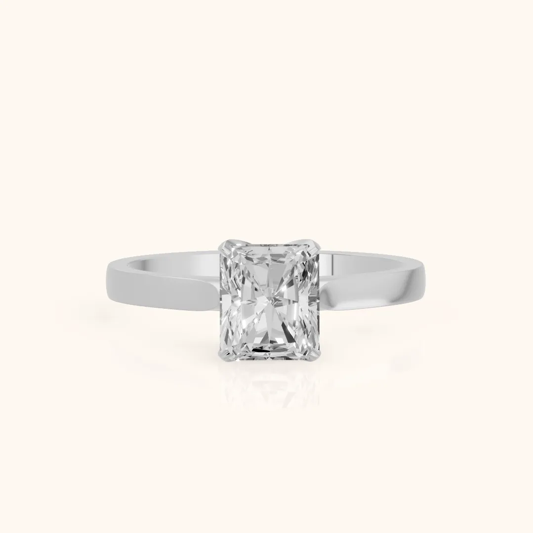 Isabella Bloom Solitaire Radiant Diamond Engagement Ring in White Gold