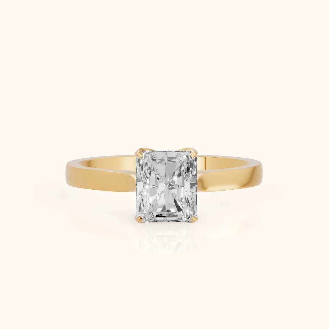 Bague de fiançailles en or jaune avec diamant radiant solitaire Isabella Bloom
