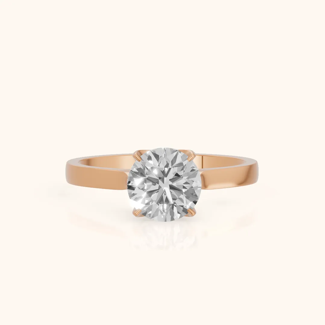 Isabella Bloom Solitaire Round Diamond Engagement Ring in Rose Gold