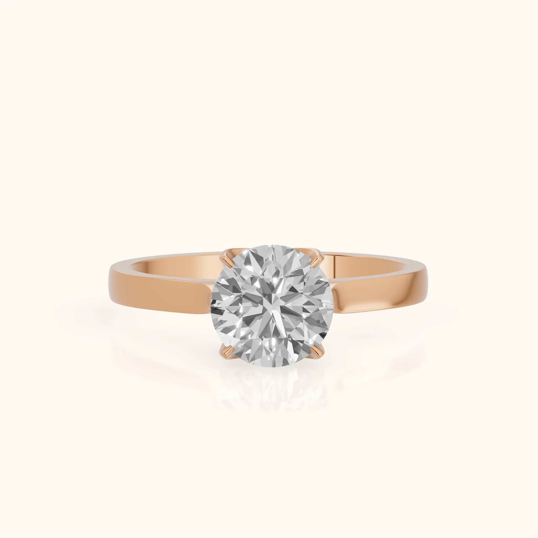 Isabella Bloom Solitaire Round Diamond Engagement Ring in Rose Gold — view 1