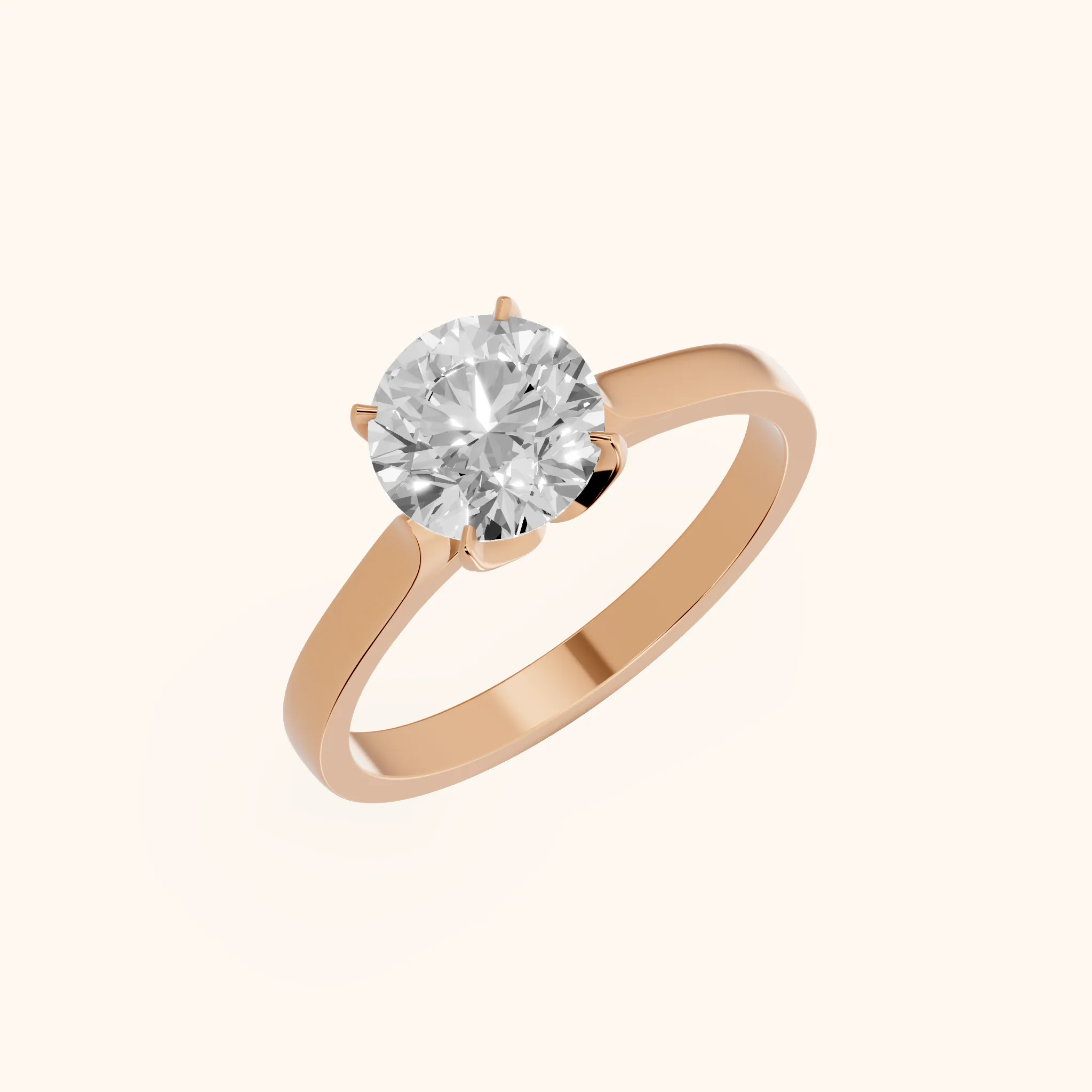 Isabella Bloom Solitaire Round Diamond Engagement Ring in Rose Gold