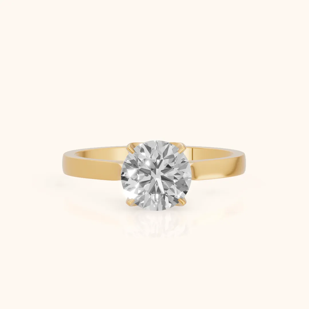 Bague de fiançailles en or jaune avec diamant rond solitaire Isabella Bloom