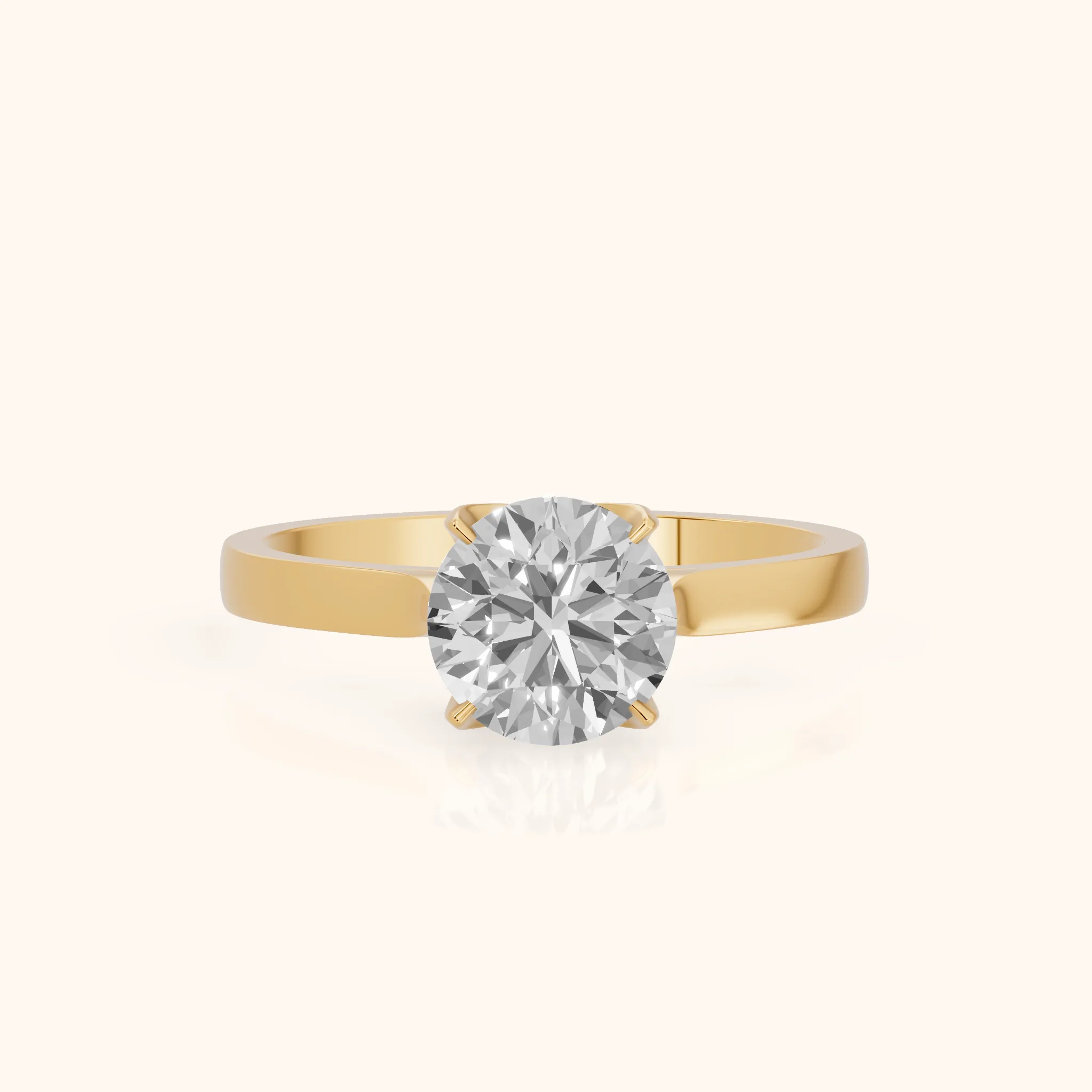 Bague de fiançailles en or jaune avec diamant rond solitaire Isabella Bloom — view 1