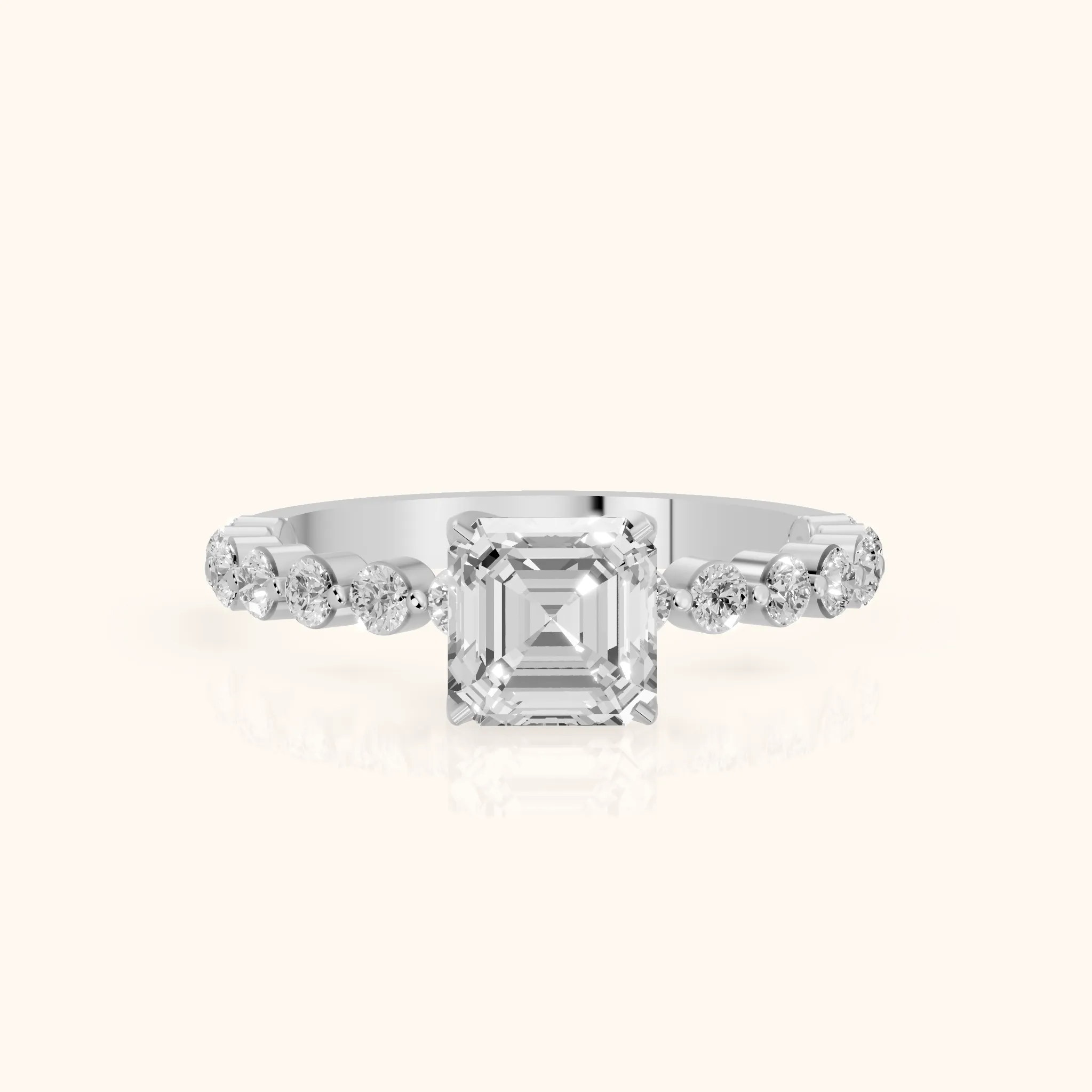 Eleanor Majesty Side Stone Cushion Diamond Engagement Ring in Platinum — view 1