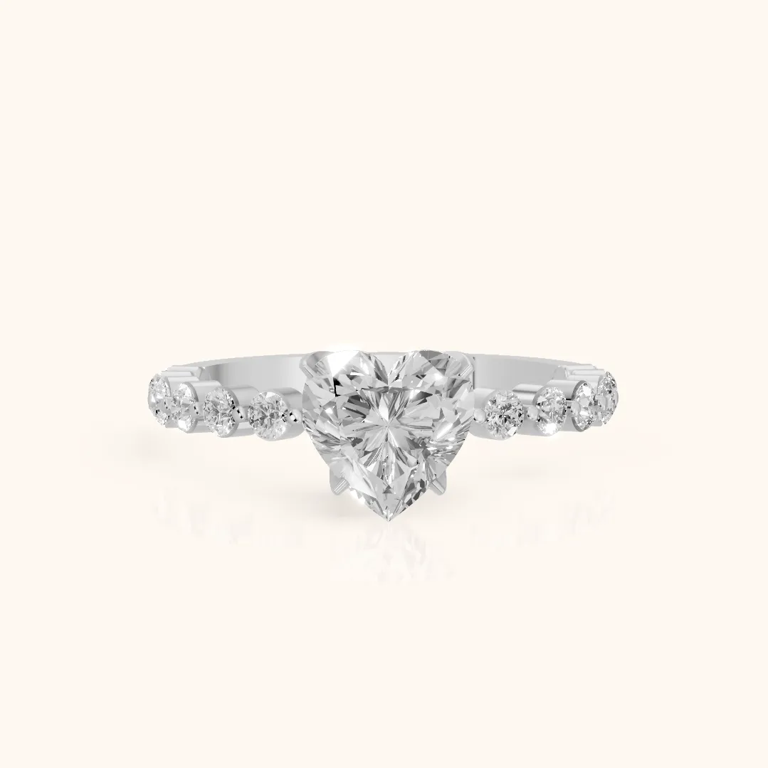 Eleanor Majesty Side Stone Heart Diamond Engagement Ring in Platinum — view 2