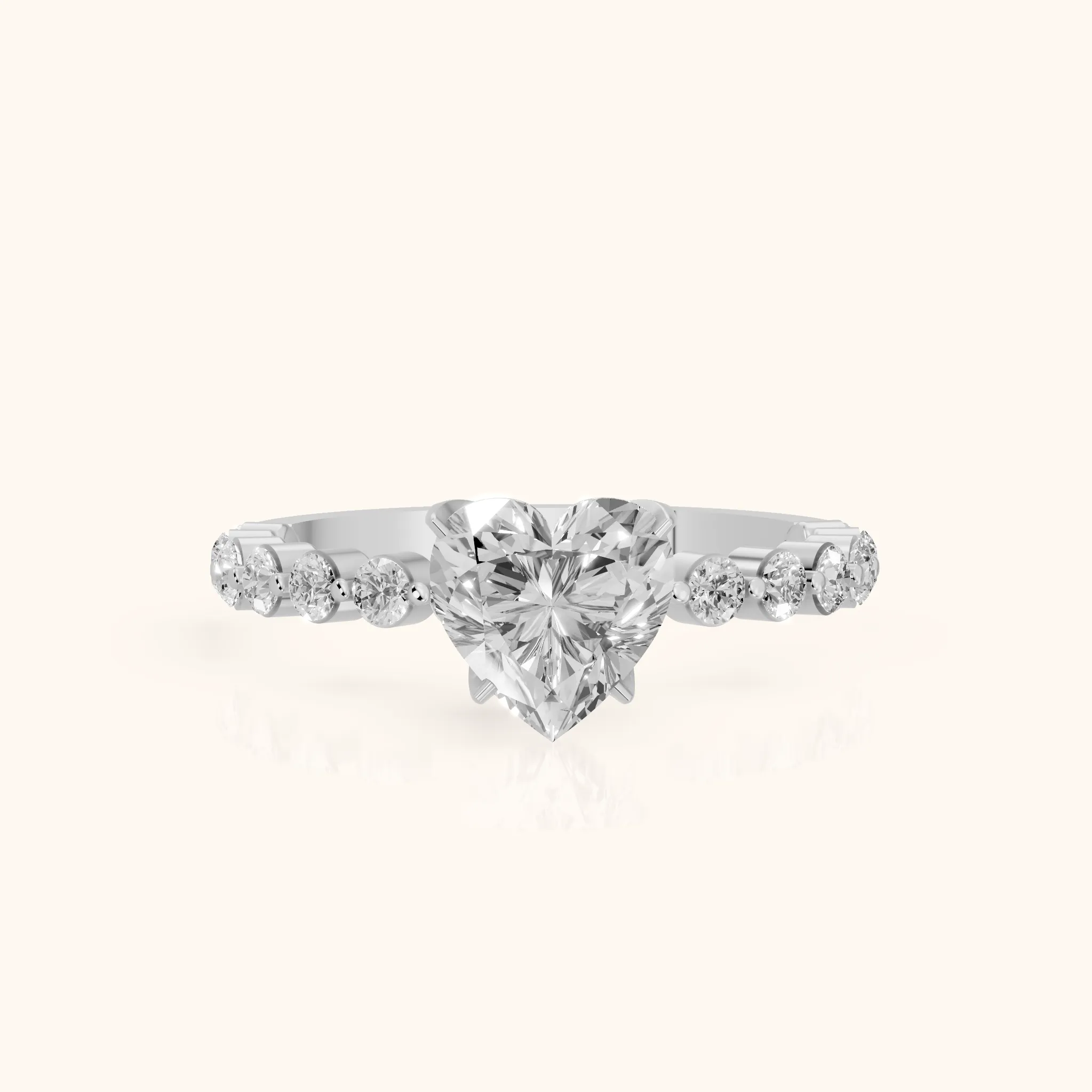 Eleanor Majesty Side Stone Heart Diamond Engagement Ring in Platinum — view 1