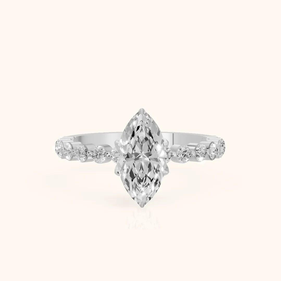 Eleanor Majesty Side Stone Marquise Diamond Engagement Ring in Platinum — view 2