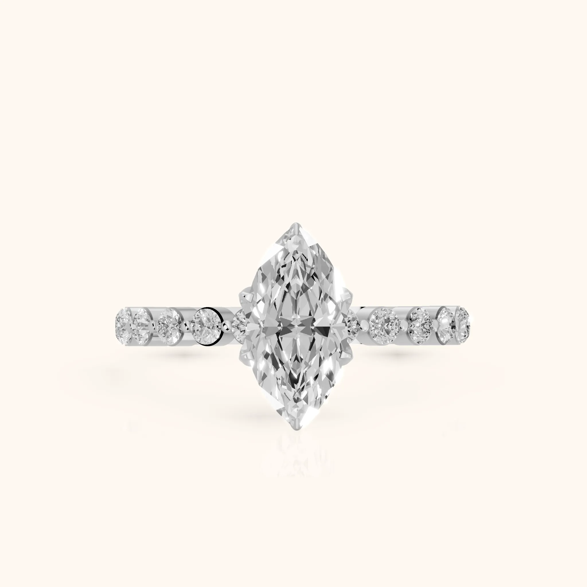 Eleanor Majesty Side Stone Marquise Diamond Engagement Ring in Platinum — view 1