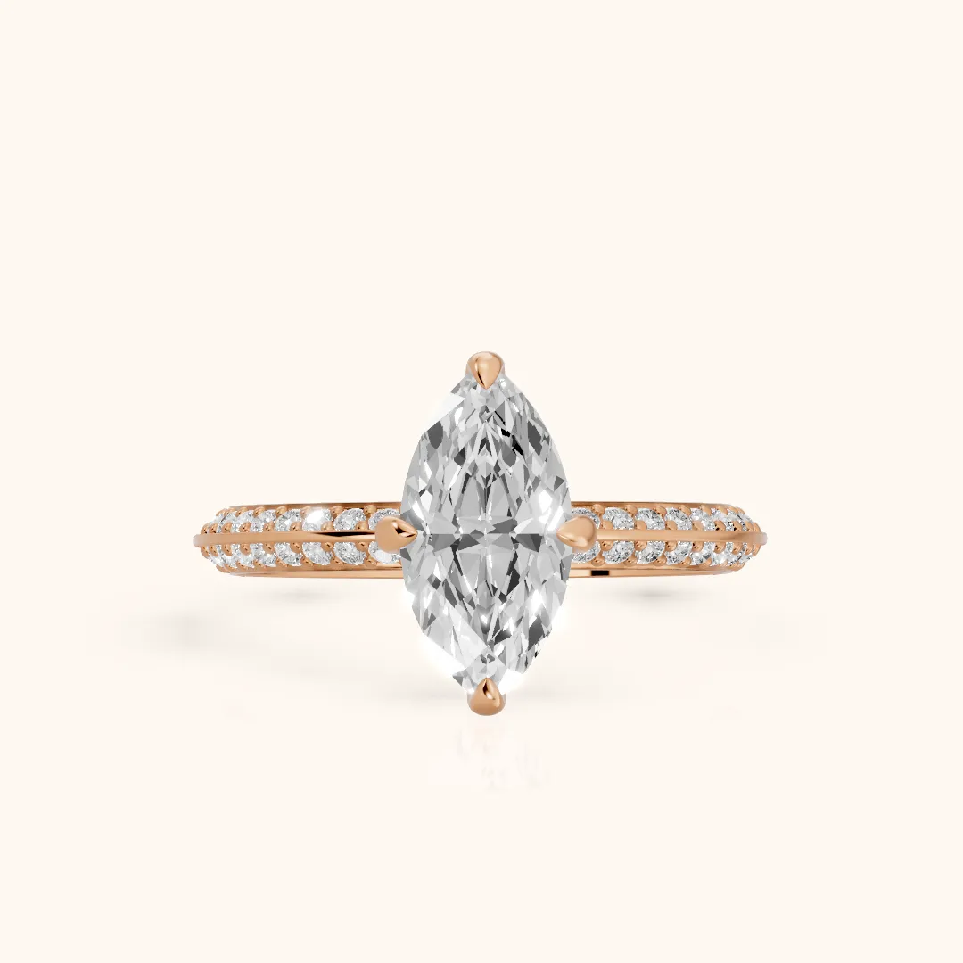 Meredith Knife Edge Pavé Marquise Diamond Engagement Ring in Rose Gold — view 2