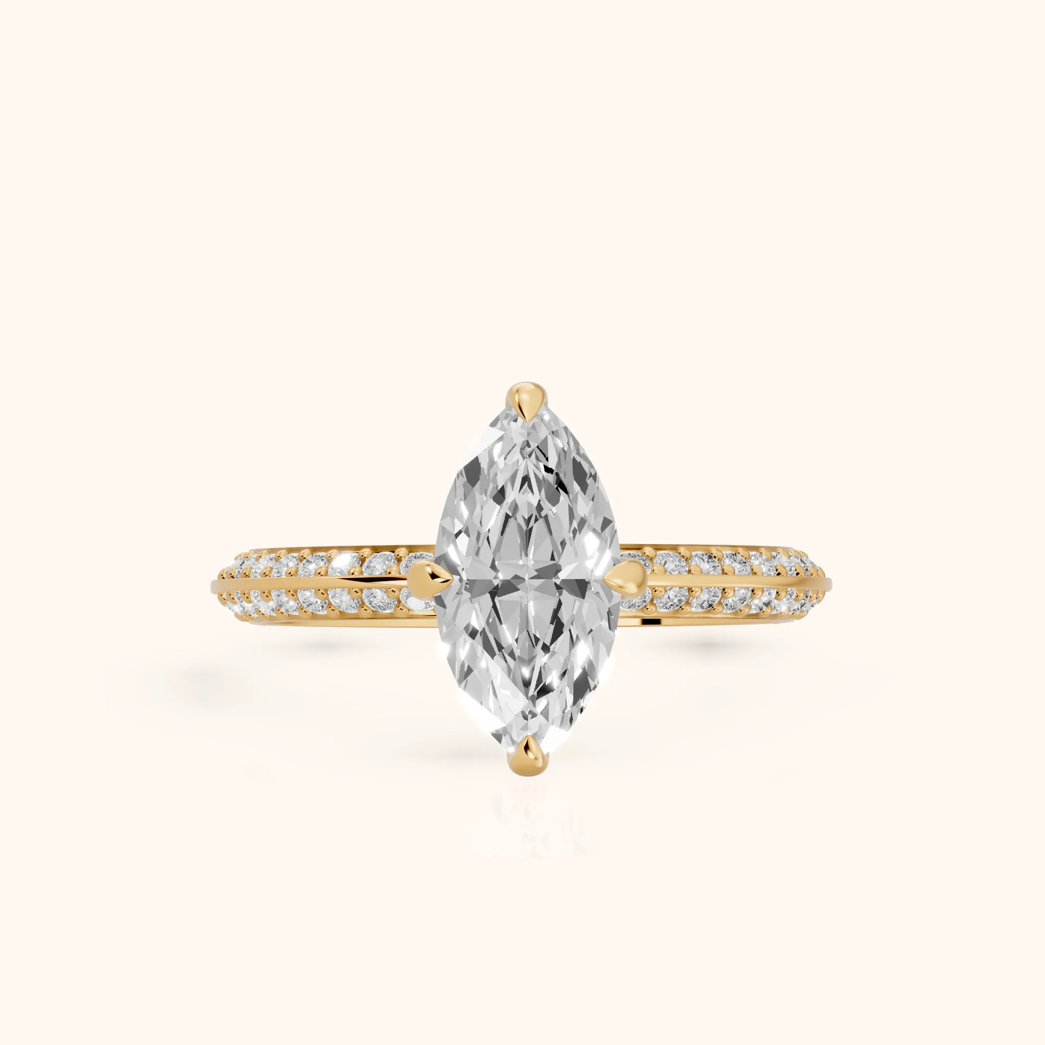 Meredith Knife Edge Pavé Marquise Diamond Engagement Ring in Yellow Gold — view 1