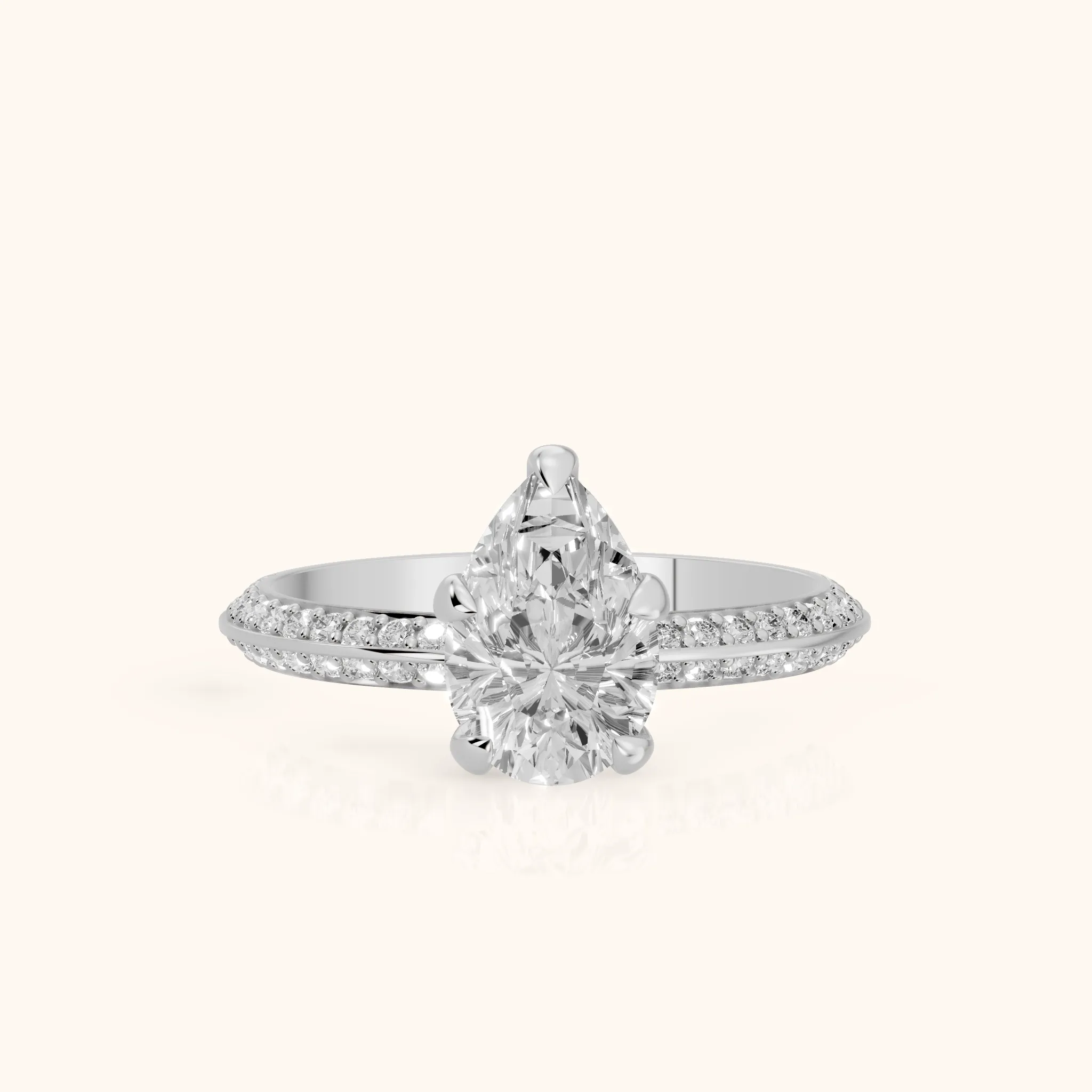 Meredith Knife Edge Pavé Pear Diamond Engagement Ring in Silver — view 1