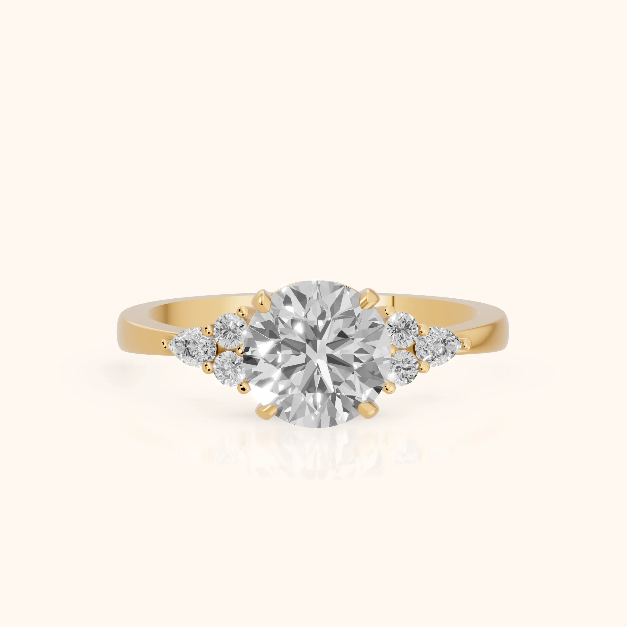 Bague de fiançailles Amelia en or jaune sertie de trois diamants ronds — view 1