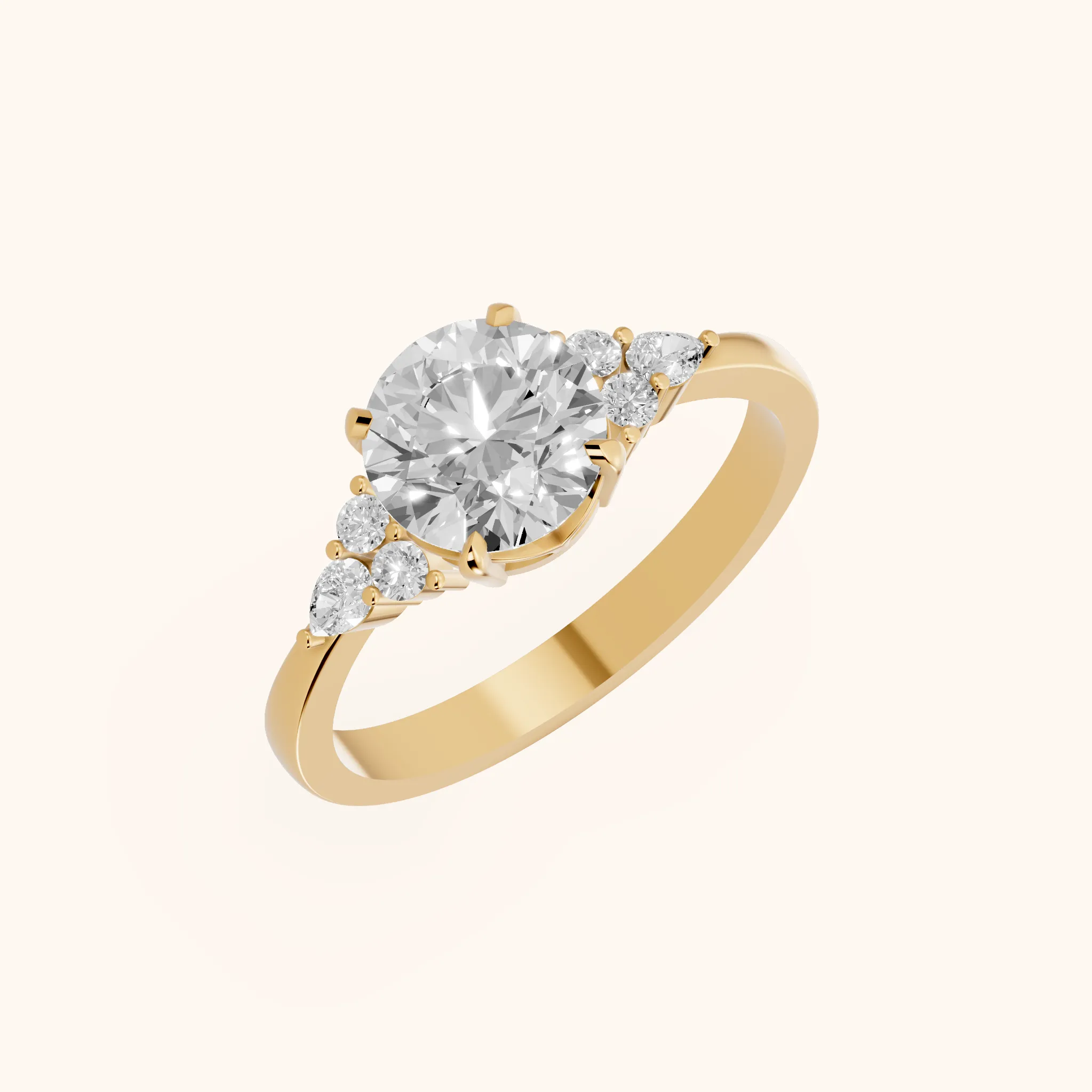 Bague de fiançailles Amelia en or jaune sertie de trois diamants ronds