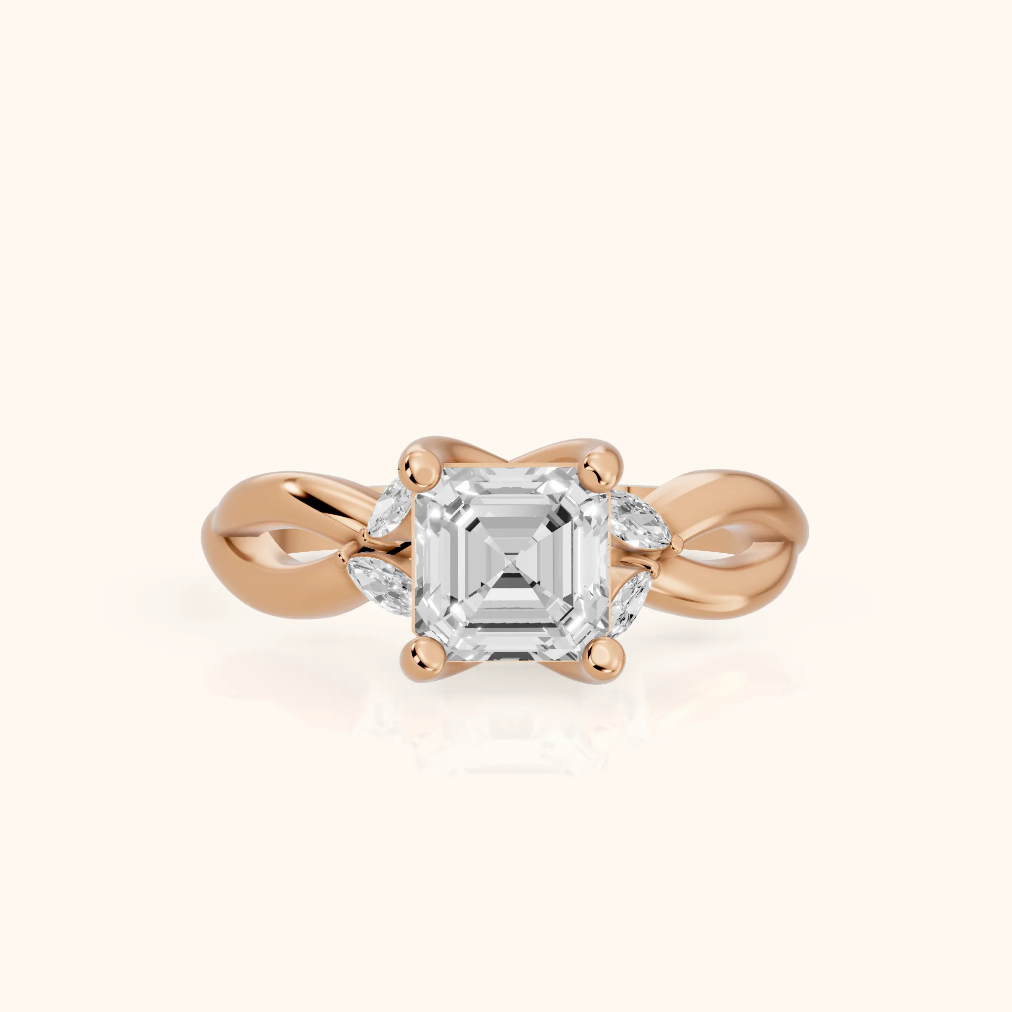 Luna Glow Twisted Asscher Diamond Engagement Ring in Rose Gold — view 1