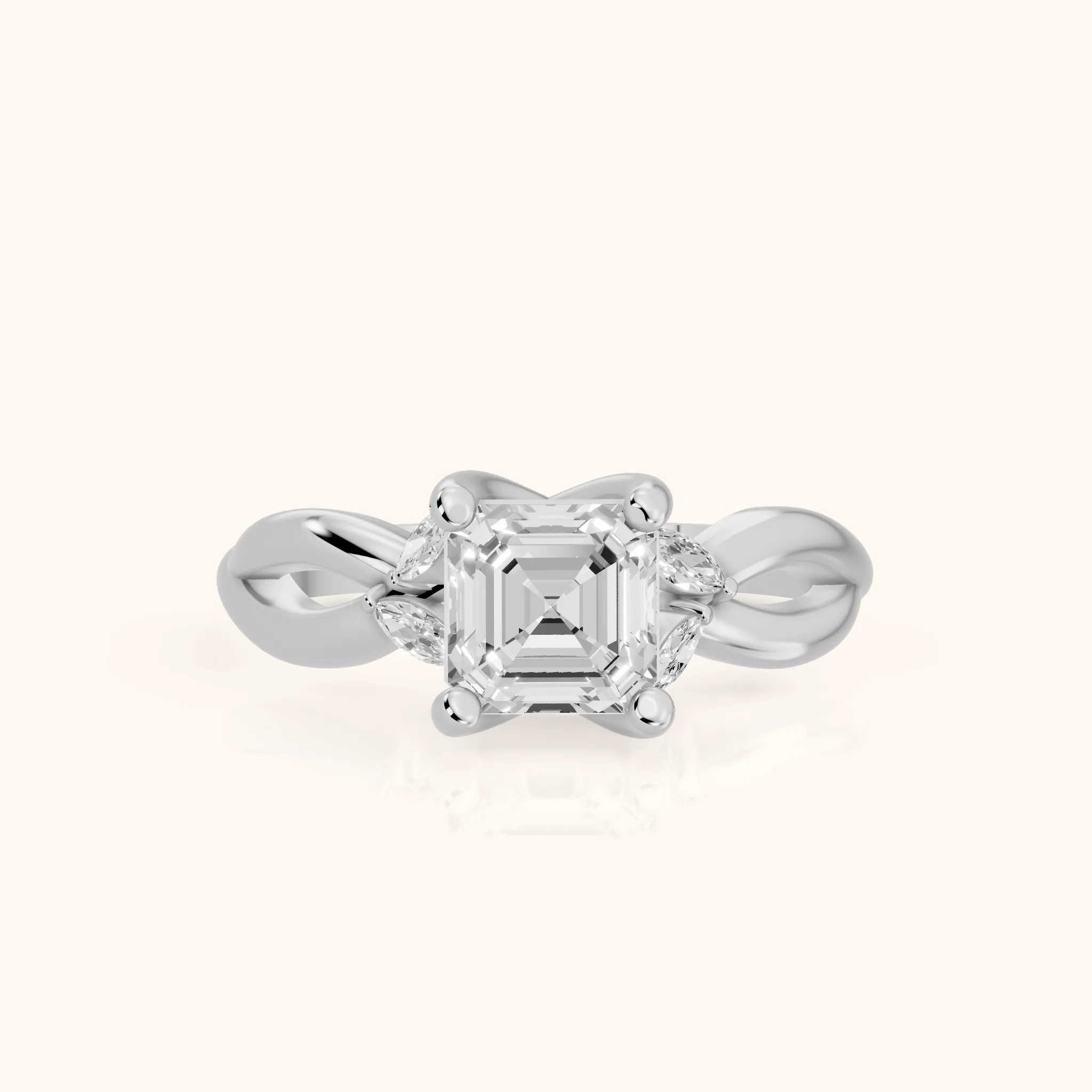 Luna Glow Twisted Asscher Diamond Engagement Ring in Silver — view 1