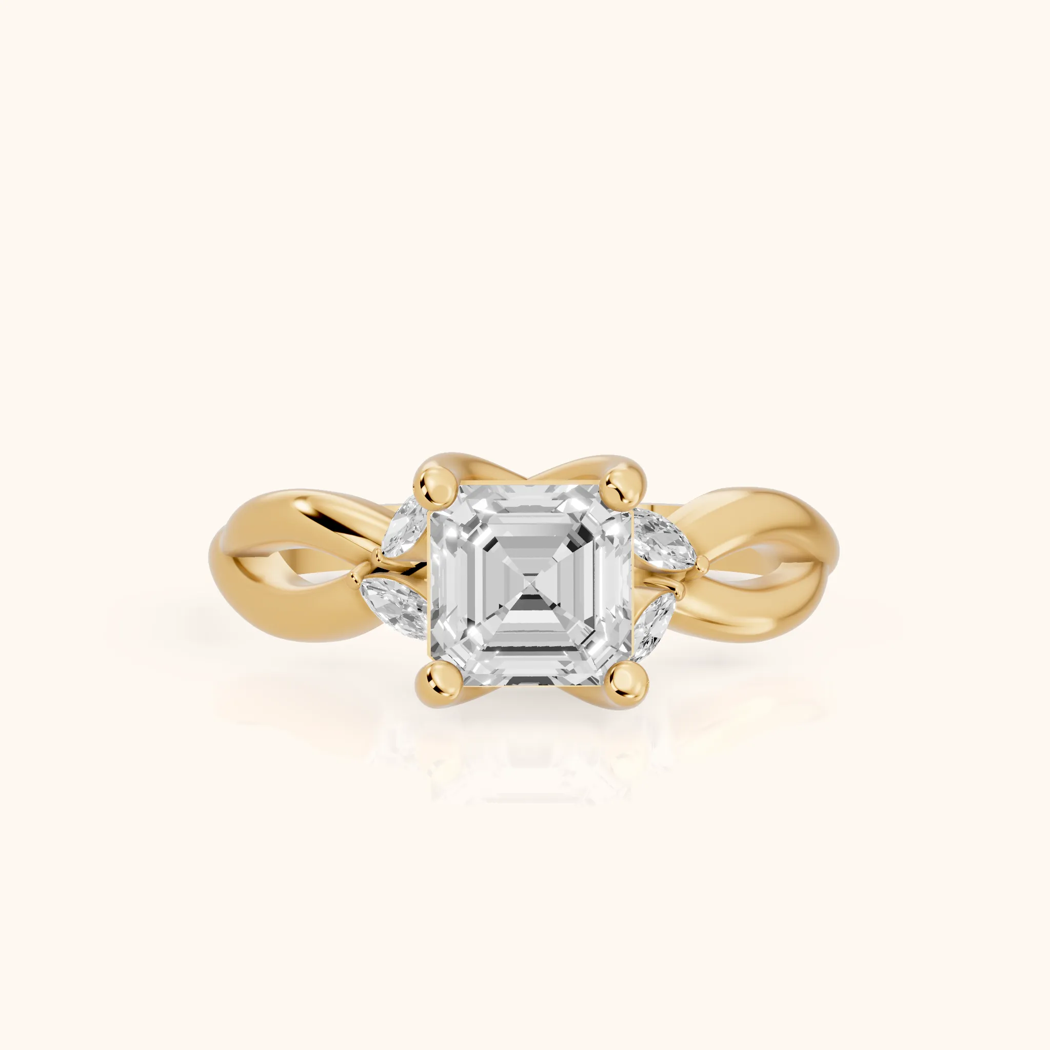 Luna Glow Twisted Asscher Diamond Engagement Ring in Yellow Gold — view 1