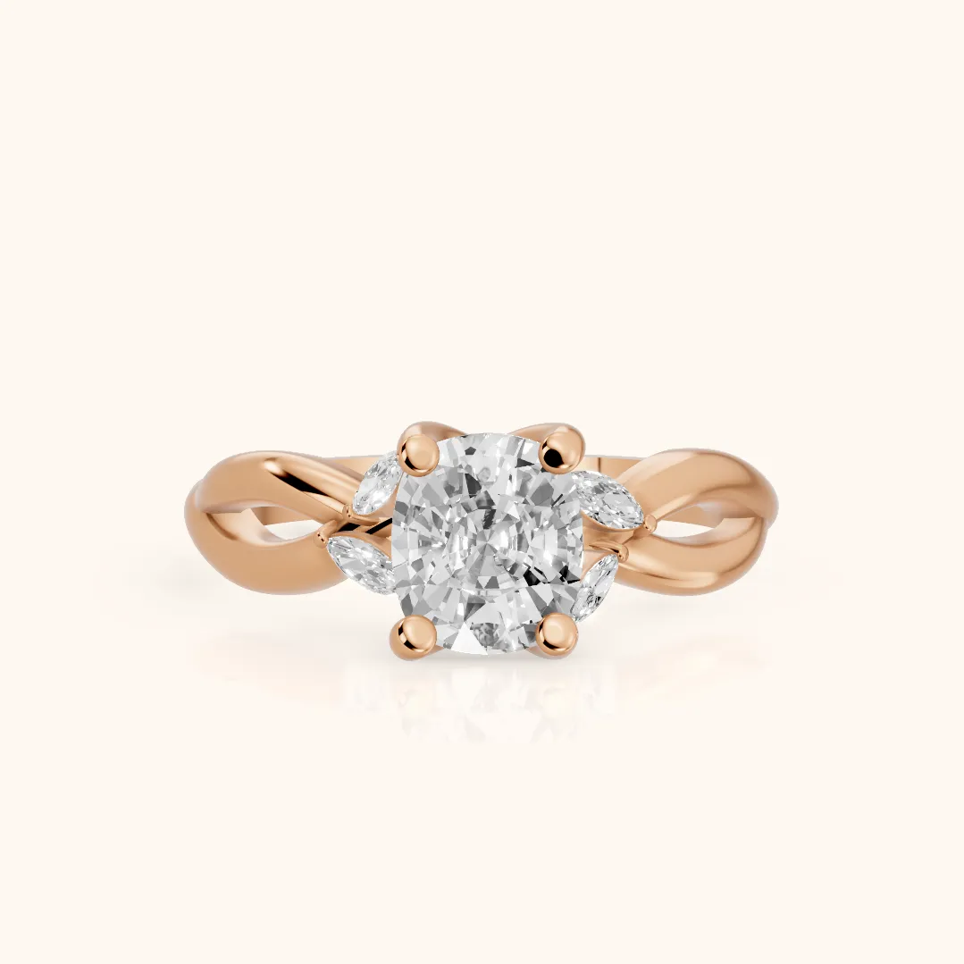 Luna Glow Twisted Cushion Diamond Engagement Ring in Rose Gold