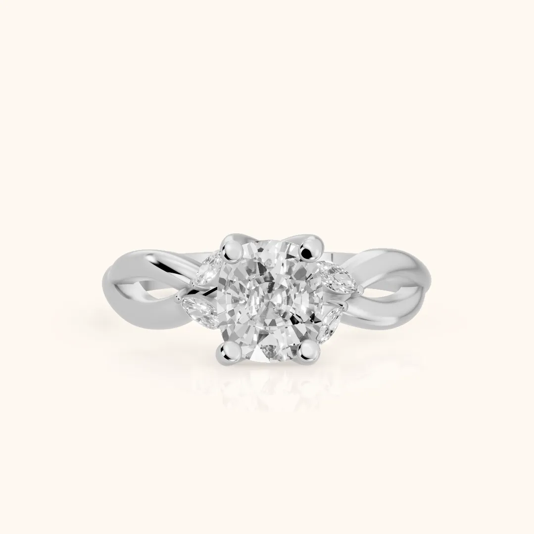 Luna Glow Twisted Cushion Diamond Engagement Ring in White Gold