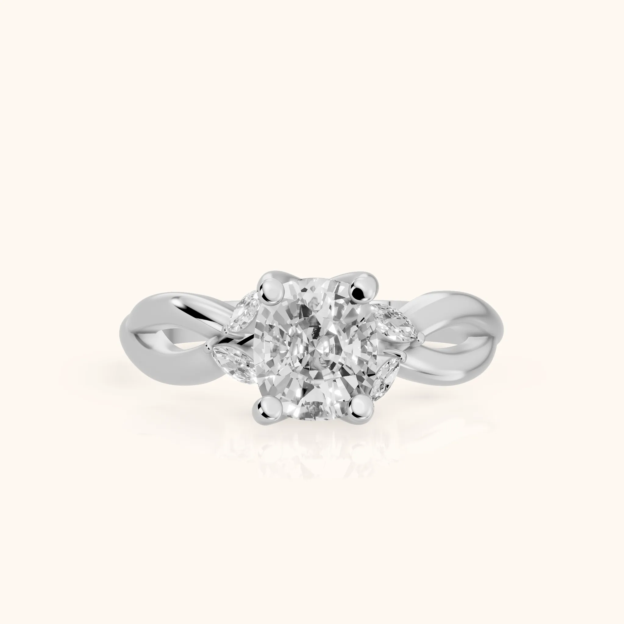Luna Glow Twisted Cushion Diamond Engagement Ring in Silver — view 1