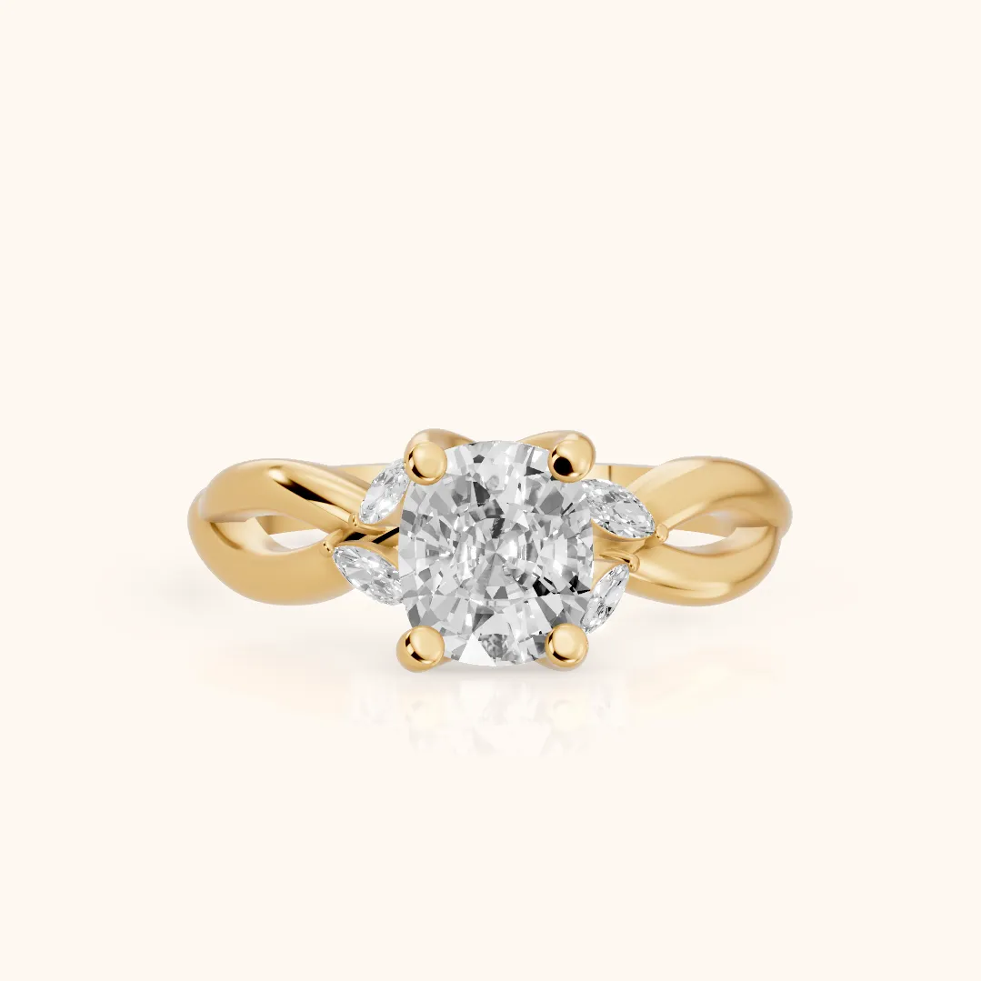 Luna Glow Twisted Cushion Diamond Engagement Ring in Yellow Gold