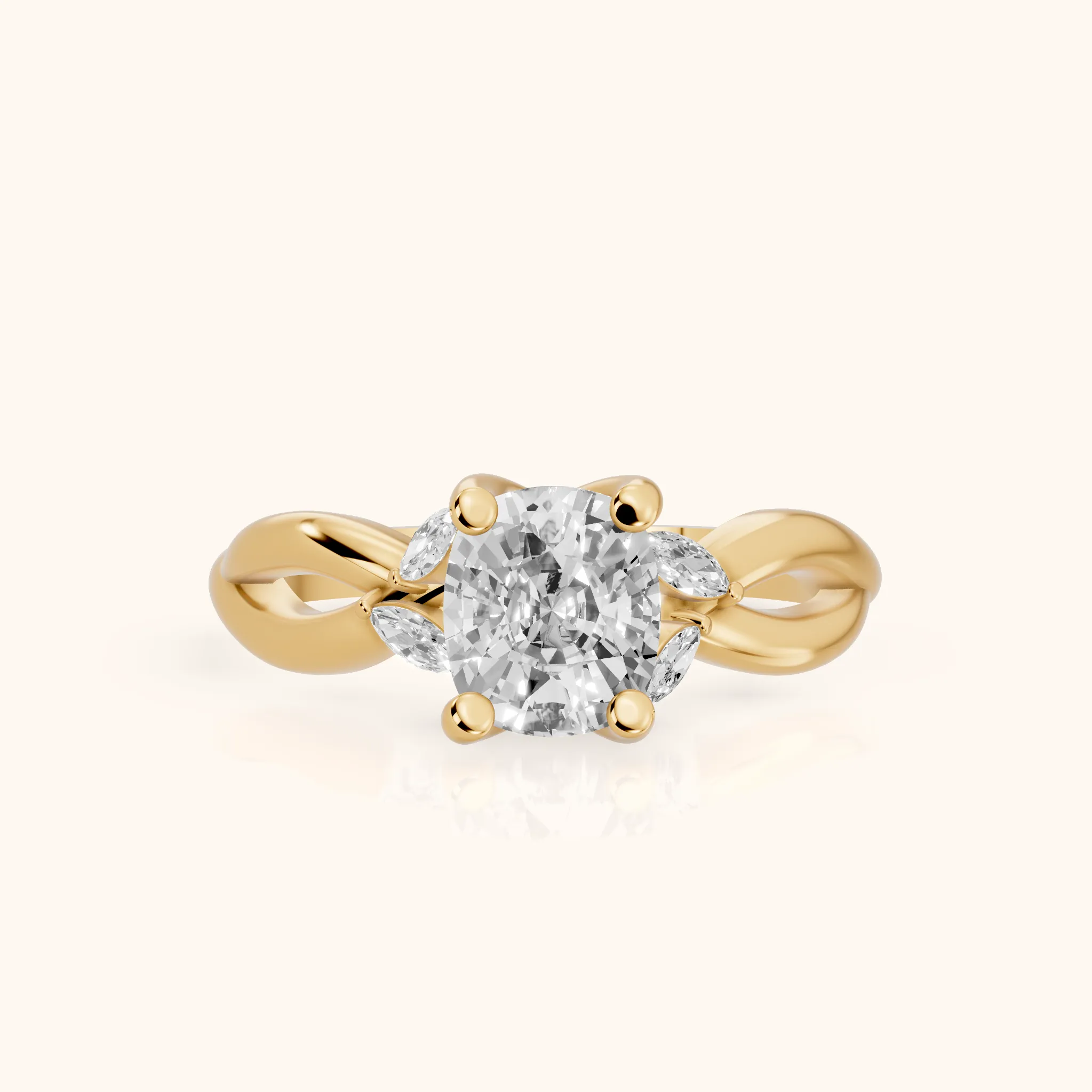 Luna Glow Twisted Cushion Diamond Engagement Ring in Yellow Gold — view 1