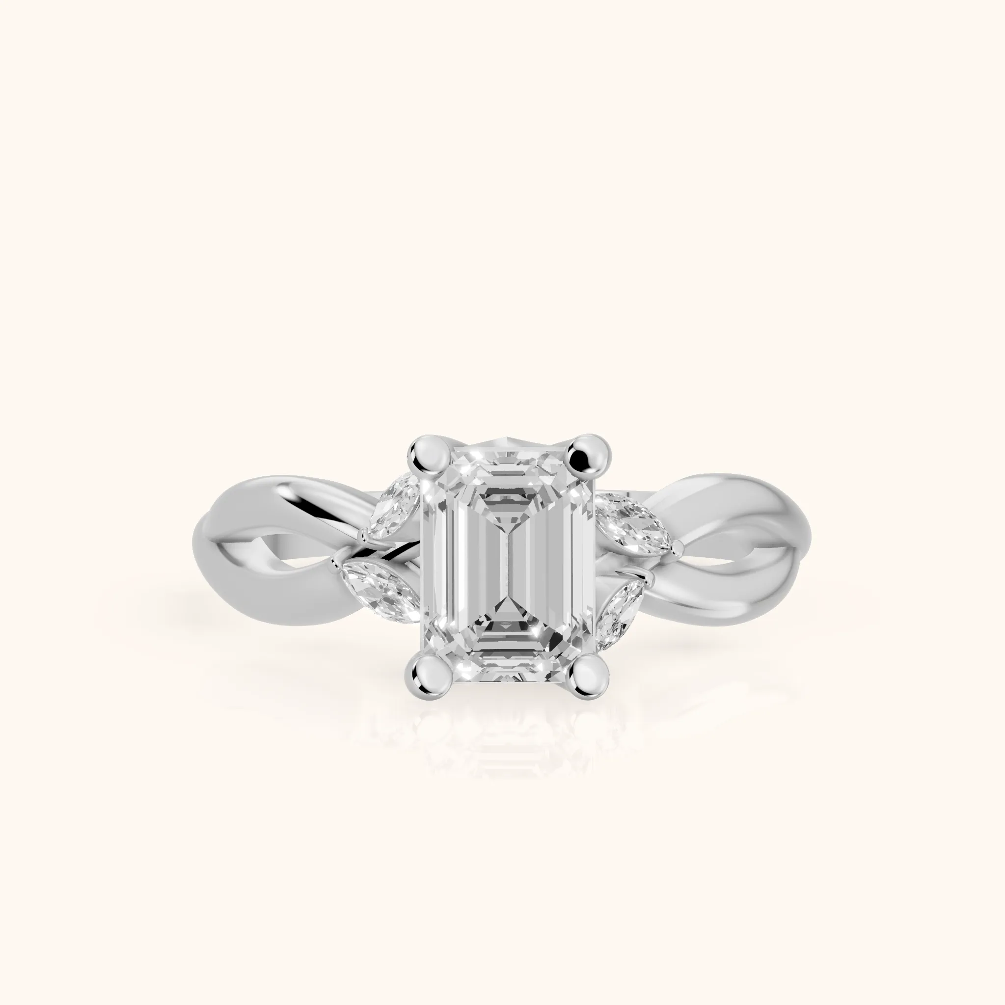 Luna Glow Twisted Emerald Diamond Engagement Ring in Silver — view 1