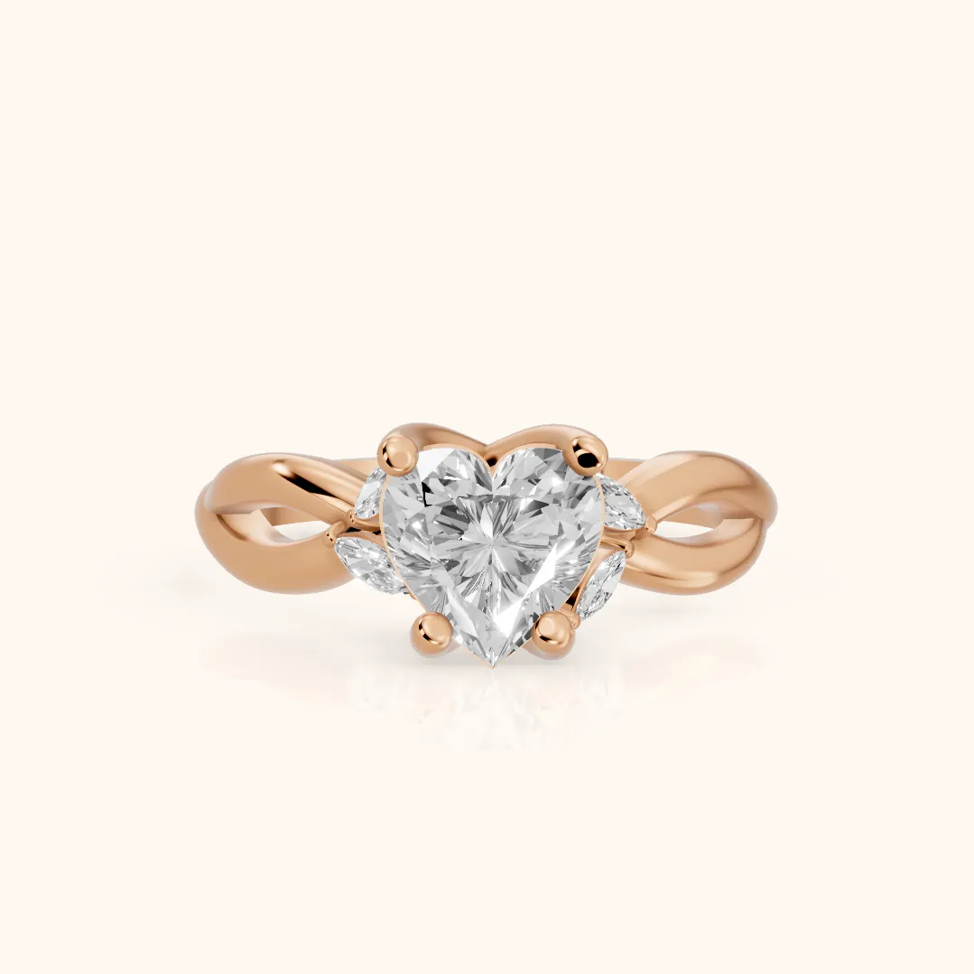 Luna Glow Twisted Heart Diamond Engagement Ring in Rose Gold
