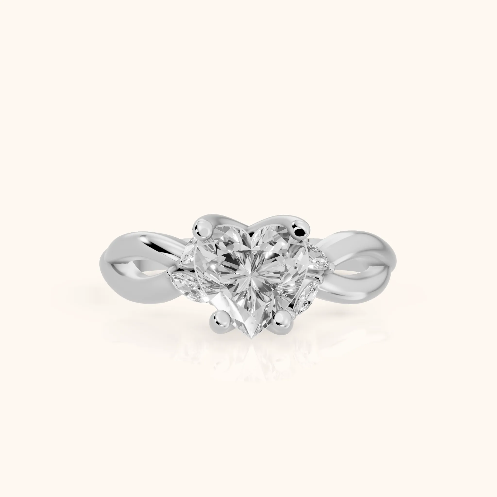 Luna Glow Twisted Heart Diamond Engagement Ring in Silver — view 1