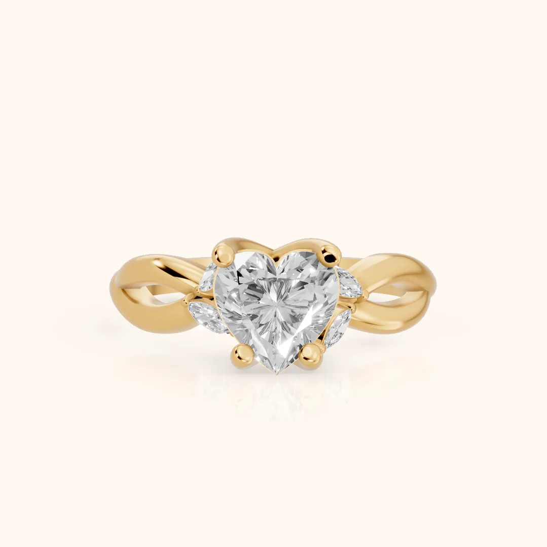 Luna Glow Twisted Heart Diamond Engagement Ring in Yellow Gold