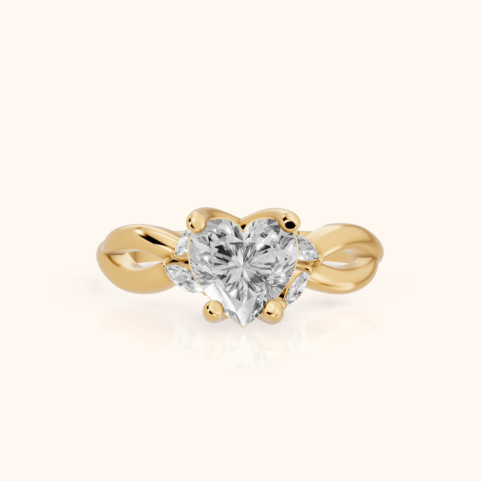 Luna Glow Twisted Heart Diamond Engagement Ring in Yellow Gold — view 1
