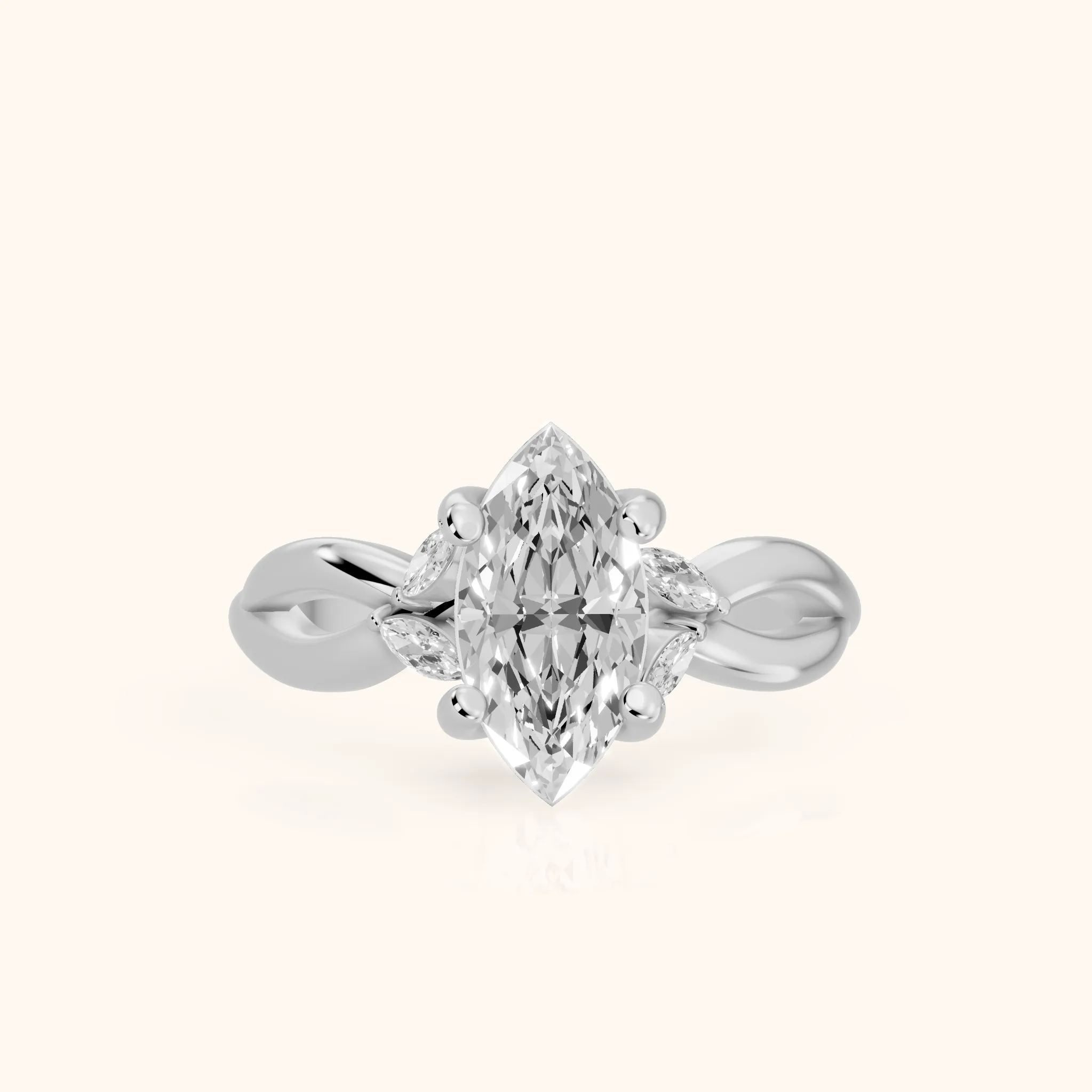 Bague de Fiançailles Luna Glow Marquise Torsadée en Diamant et Or Blanc — view 1