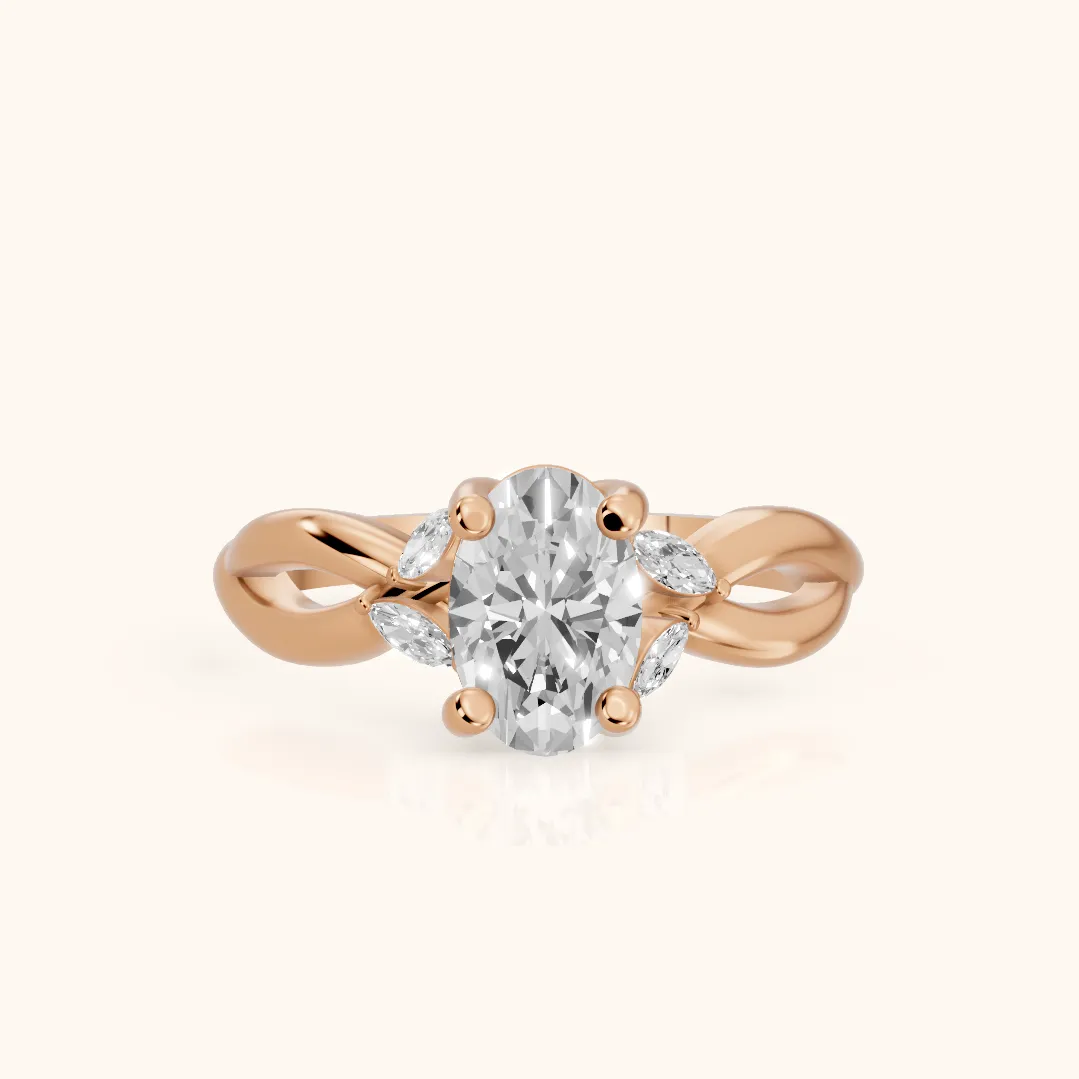 Luna Glow Twisted Oval Diamond Engagement Ring in Rose Gold