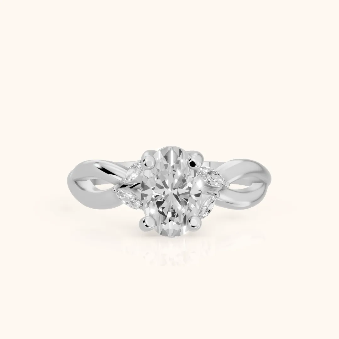 Luna Glow Twisted Oval Diamond Engagement Ring in Platinum