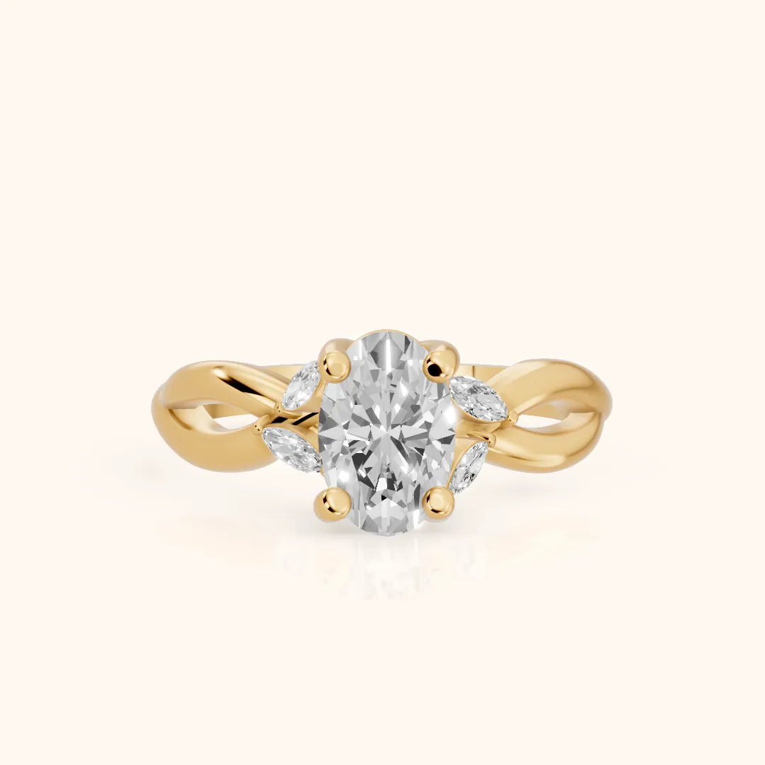 Luna Glow Twisted Oval Diamond Engagement Ring in Yellow Gold