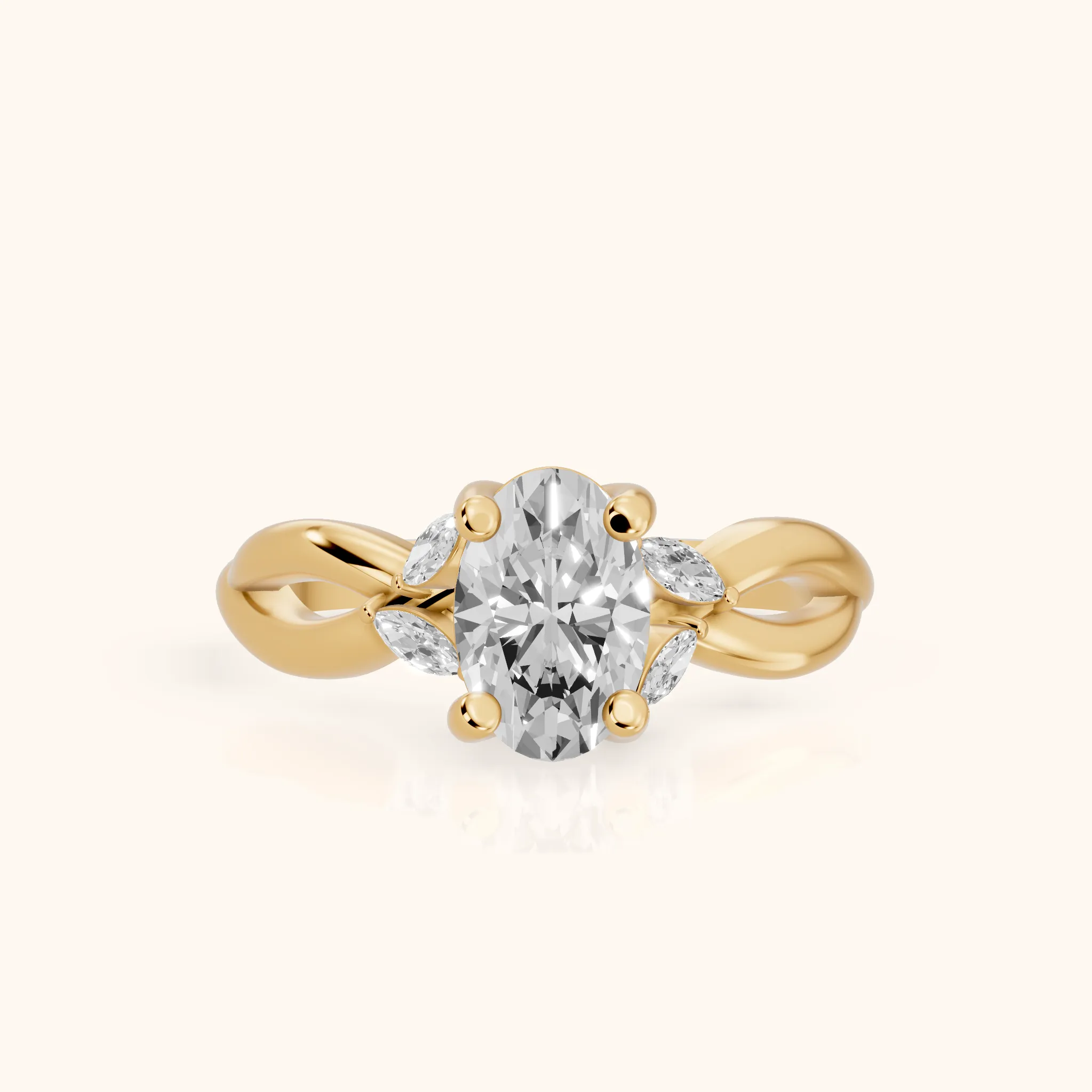 Luna Glow Twisted Oval Diamond Engagement Ring in Yellow Gold — view 1