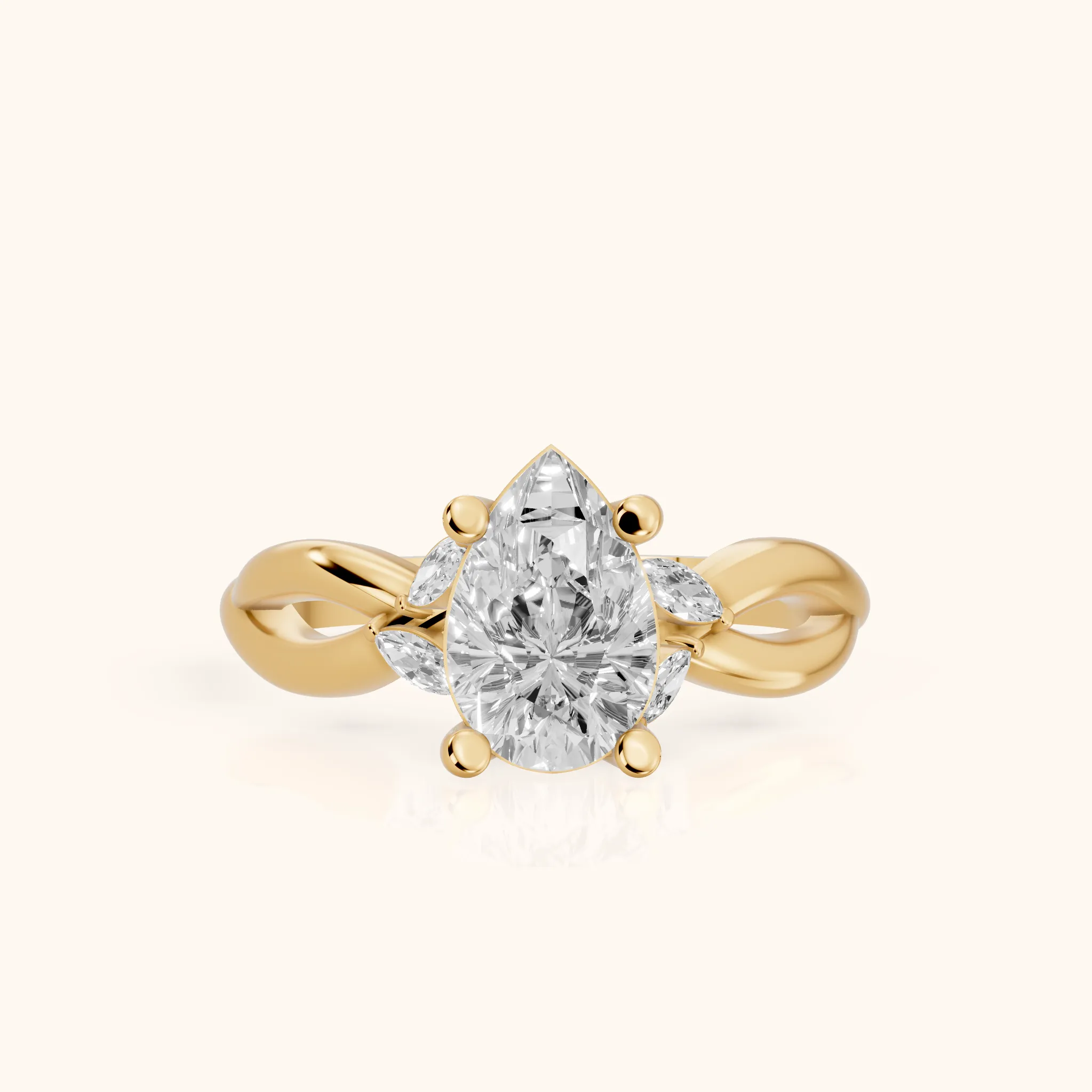 Luna Glow Twisted Pear Diamond Engagement Ring in Yellow Gold — view 1