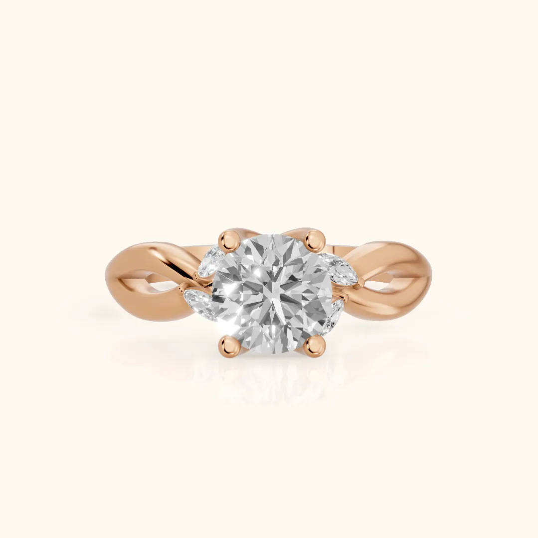 Luna Glow Twisted Round Diamond Engagement Ring in Rose Gold