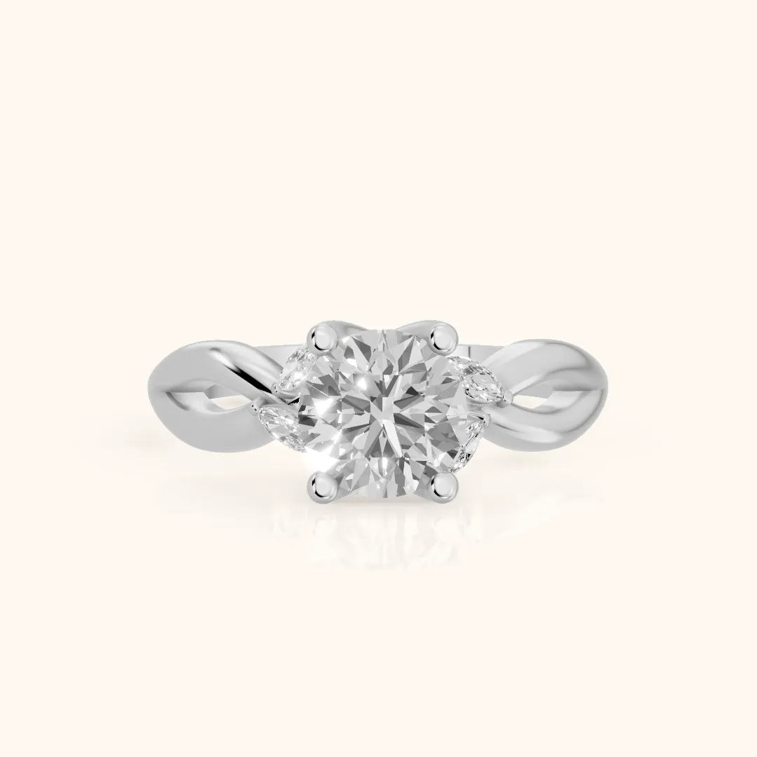 Luna Glow Twisted Round Diamond Engagement Ring in Silver