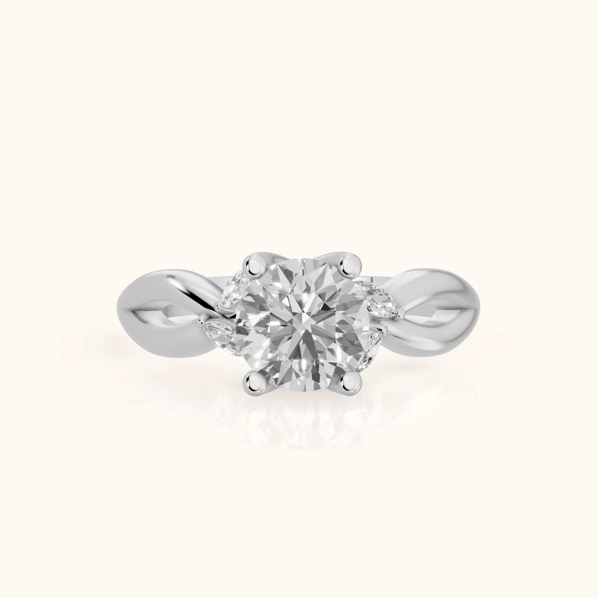 Luna Glow Twisted Round Diamond Engagement Ring in Silver — view 1