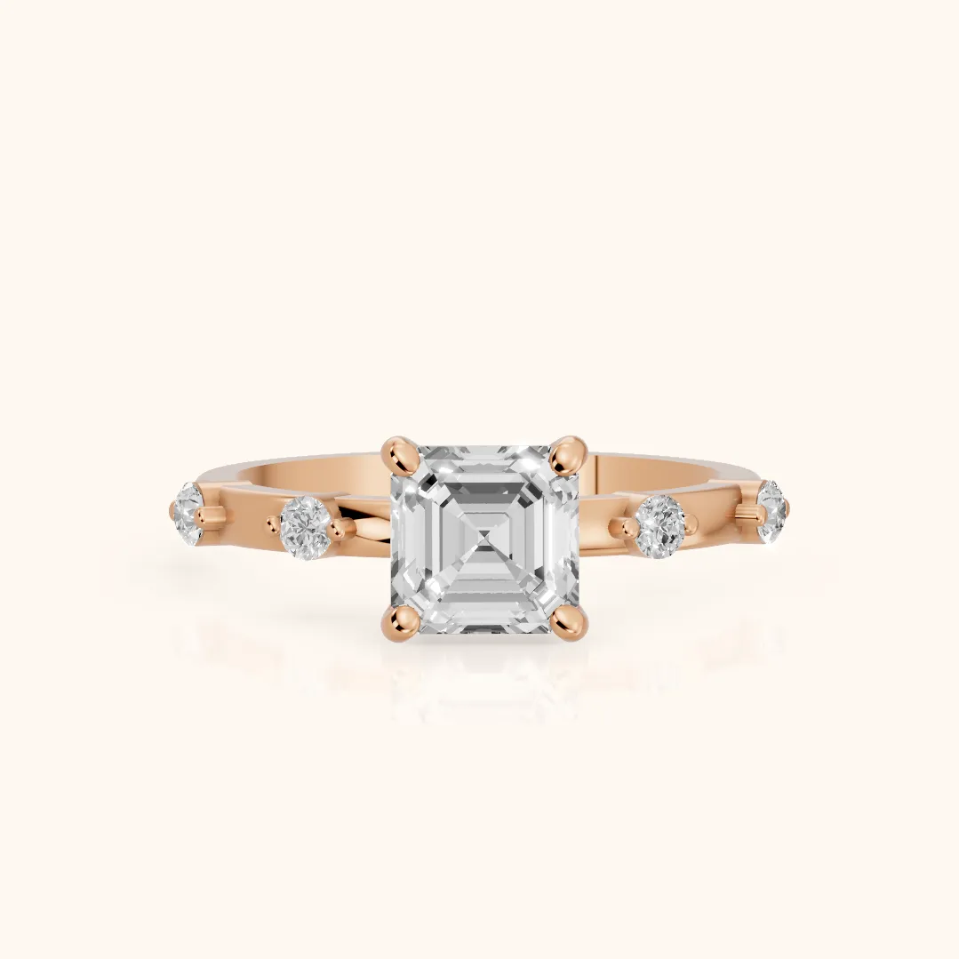 Bague de Fiançailles Solitaire en Or Rose avec Diamant Taille Asscher Elena Radiance