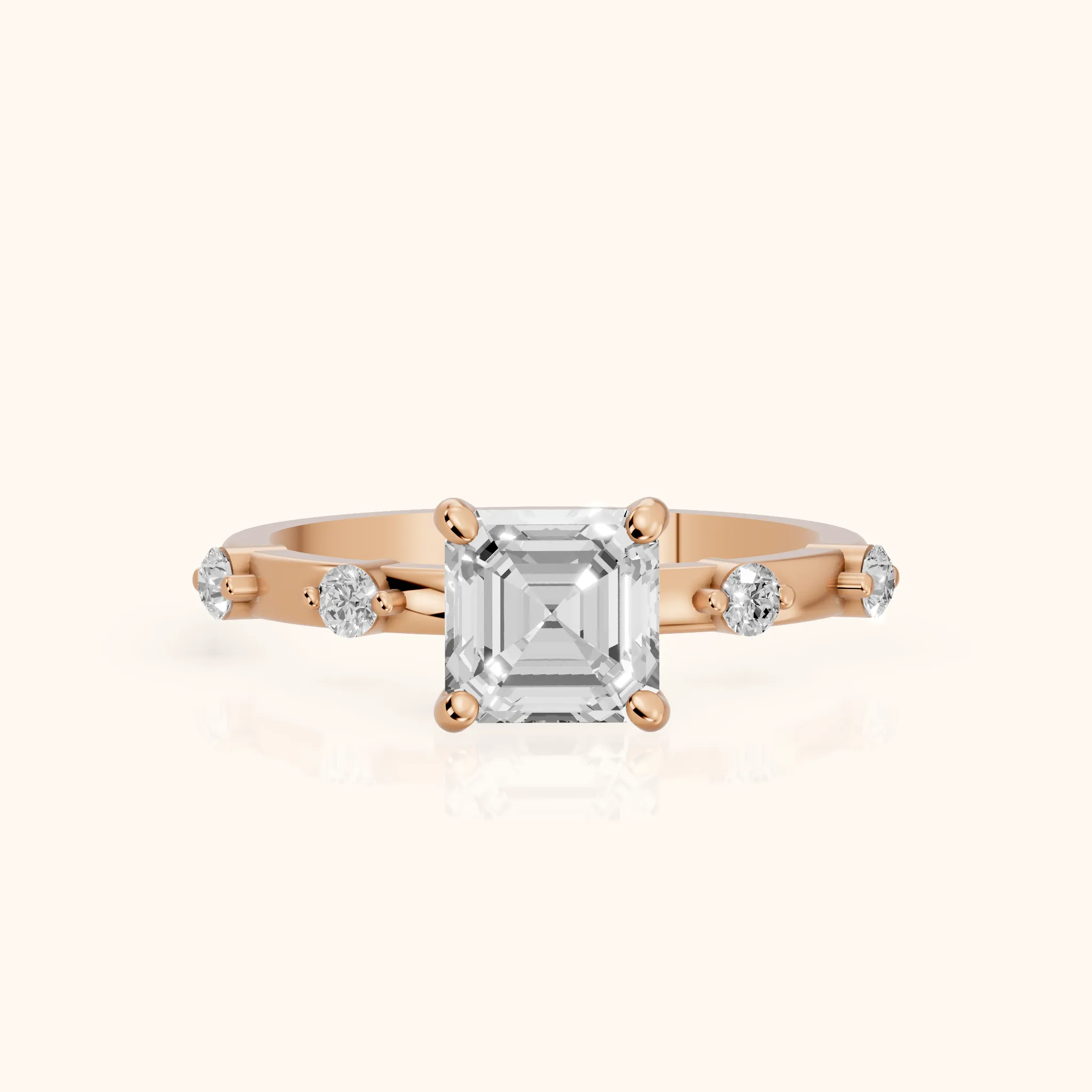 Bague de Fiançailles Solitaire en Or Rose avec Diamant Taille Asscher Elena Radiance — view 1