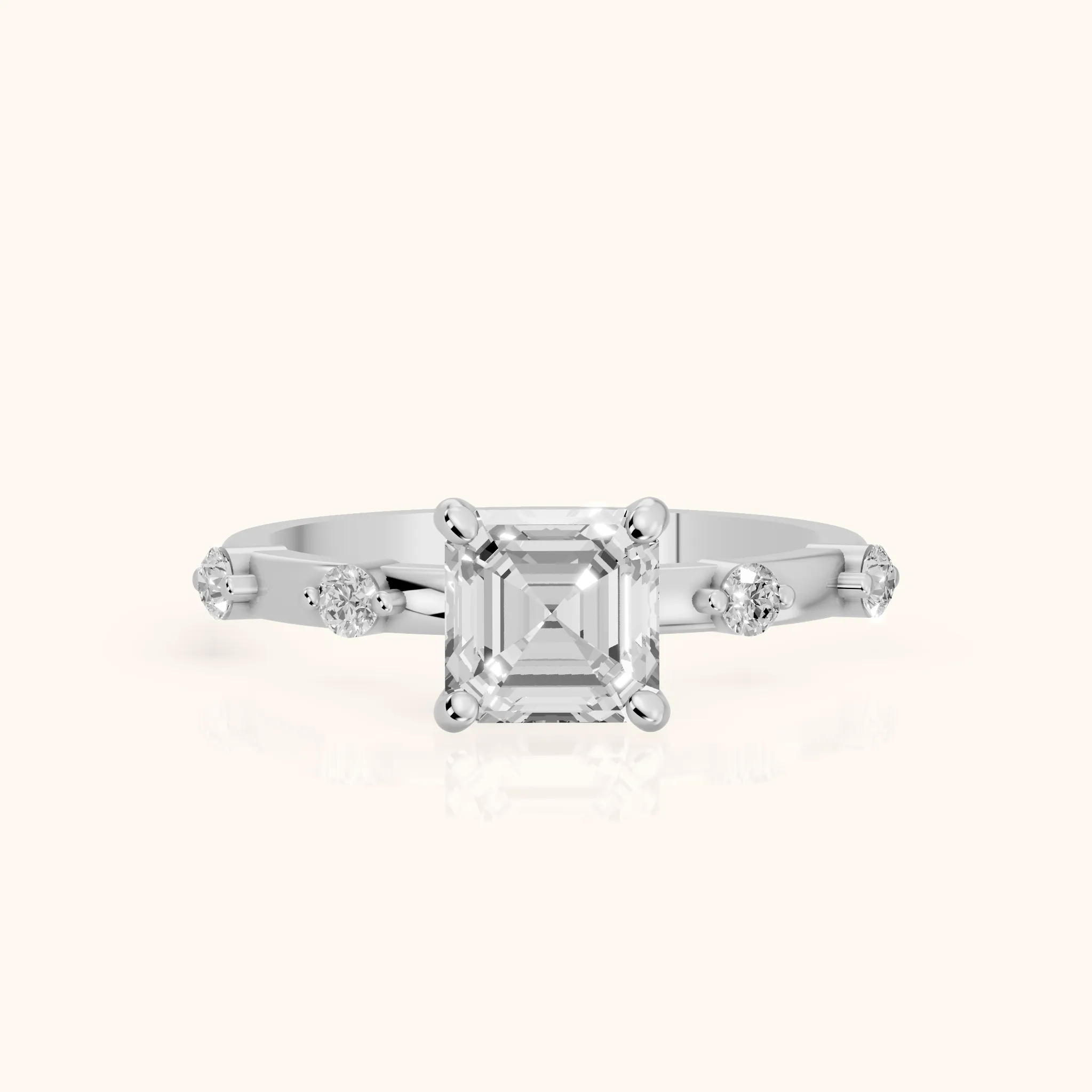 Bague de Fiançailles Solitaire Diamant Asscher Elena Radiance en Or Blanc — view 1