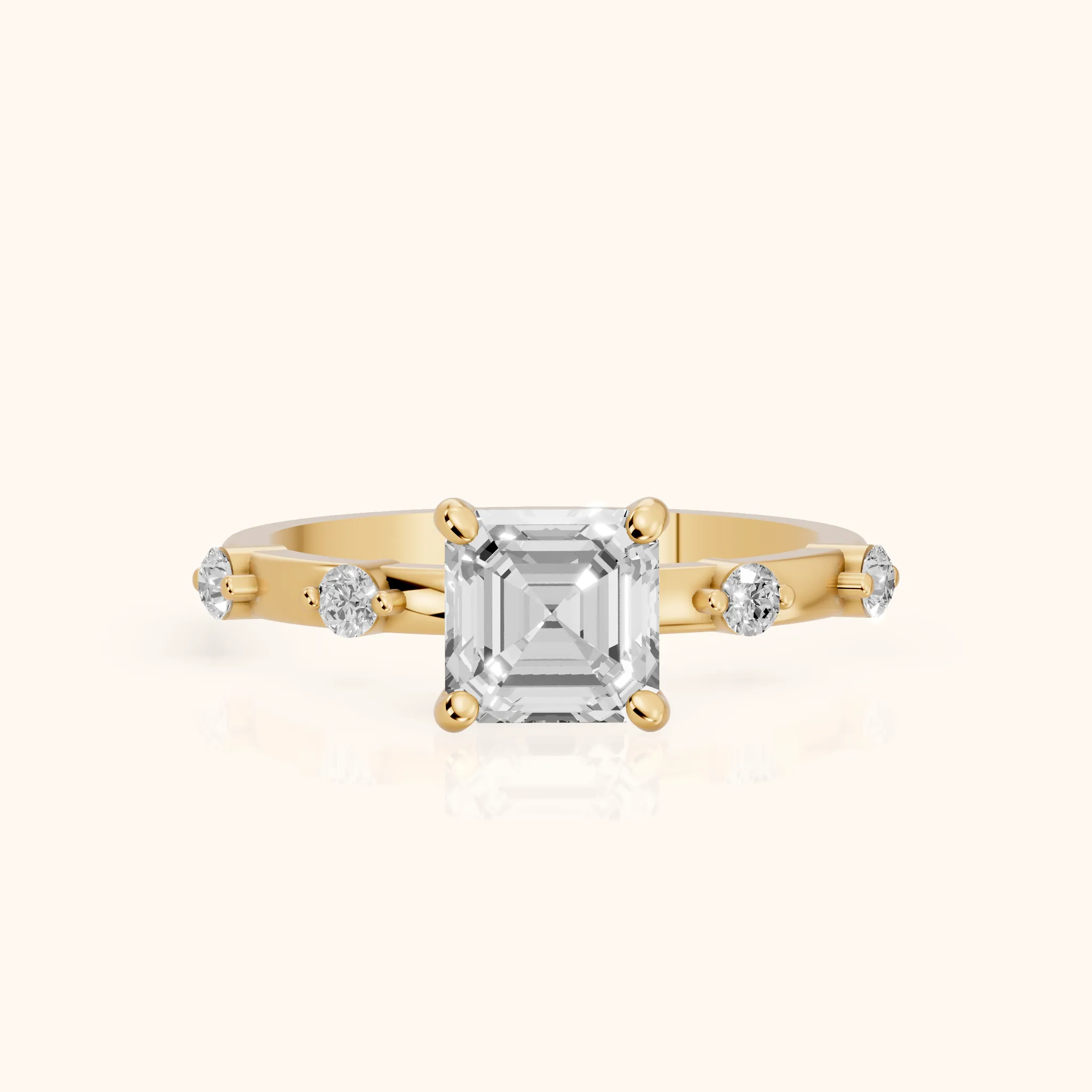 Bague de Fiançailles Solitaire en Diamant Asscher « Elena Radiance » en Or Jaune — view 1