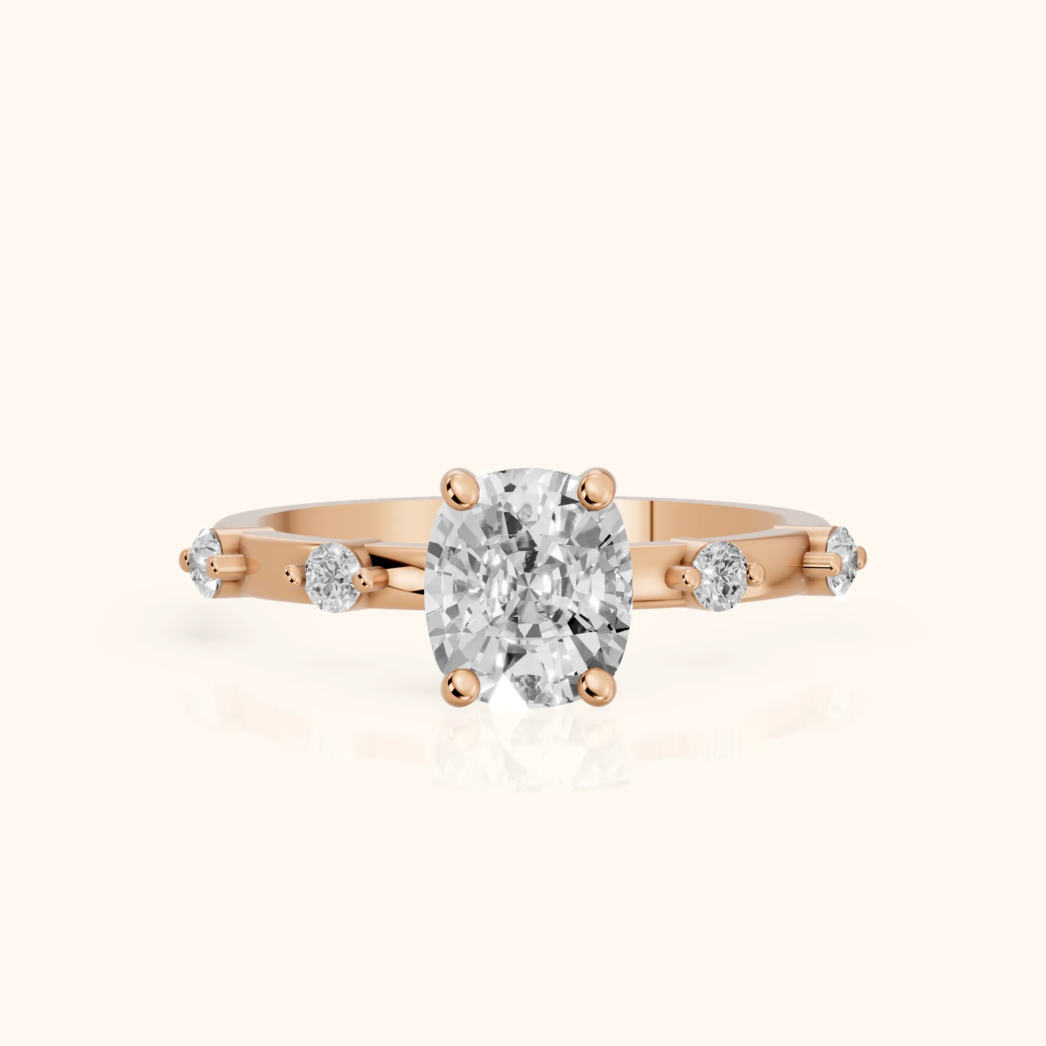 Bague de Fiançailles Solitaire en Diamant Coussin Elena Radiance en Or Rose — view 1
