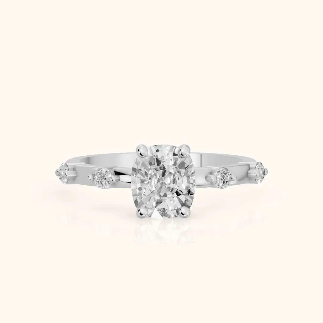 Elena Radiance Solitaire Cushion Diamond Engagement Ring in White Gold