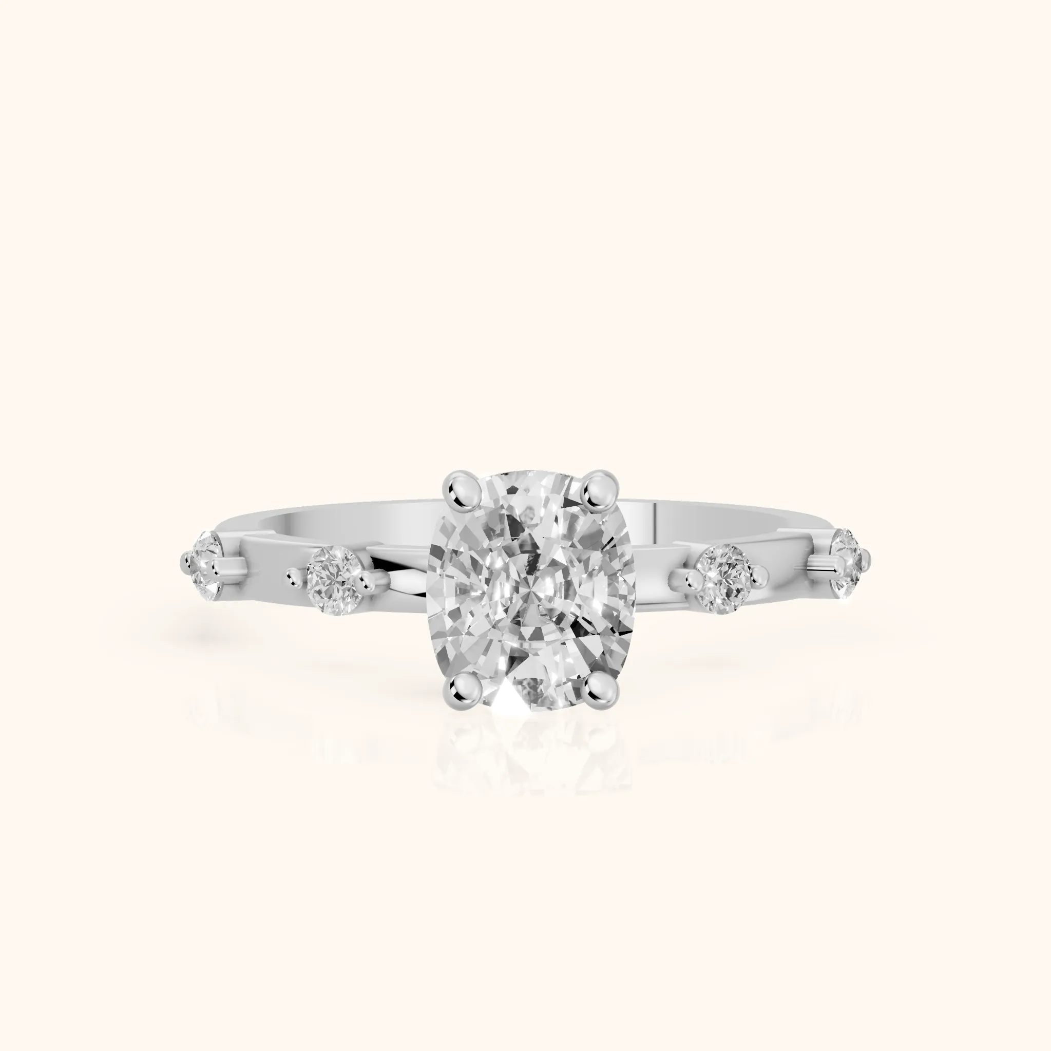 Bague de Fiançailles Solitaire en Or Blanc avec Diamant Taille Coussin Elena Radiance — view 1